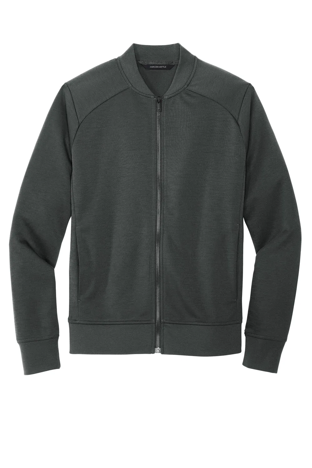 Mercer Mettle Mens Double Knit Full Zip Bomber Jacket - Anchor Grey