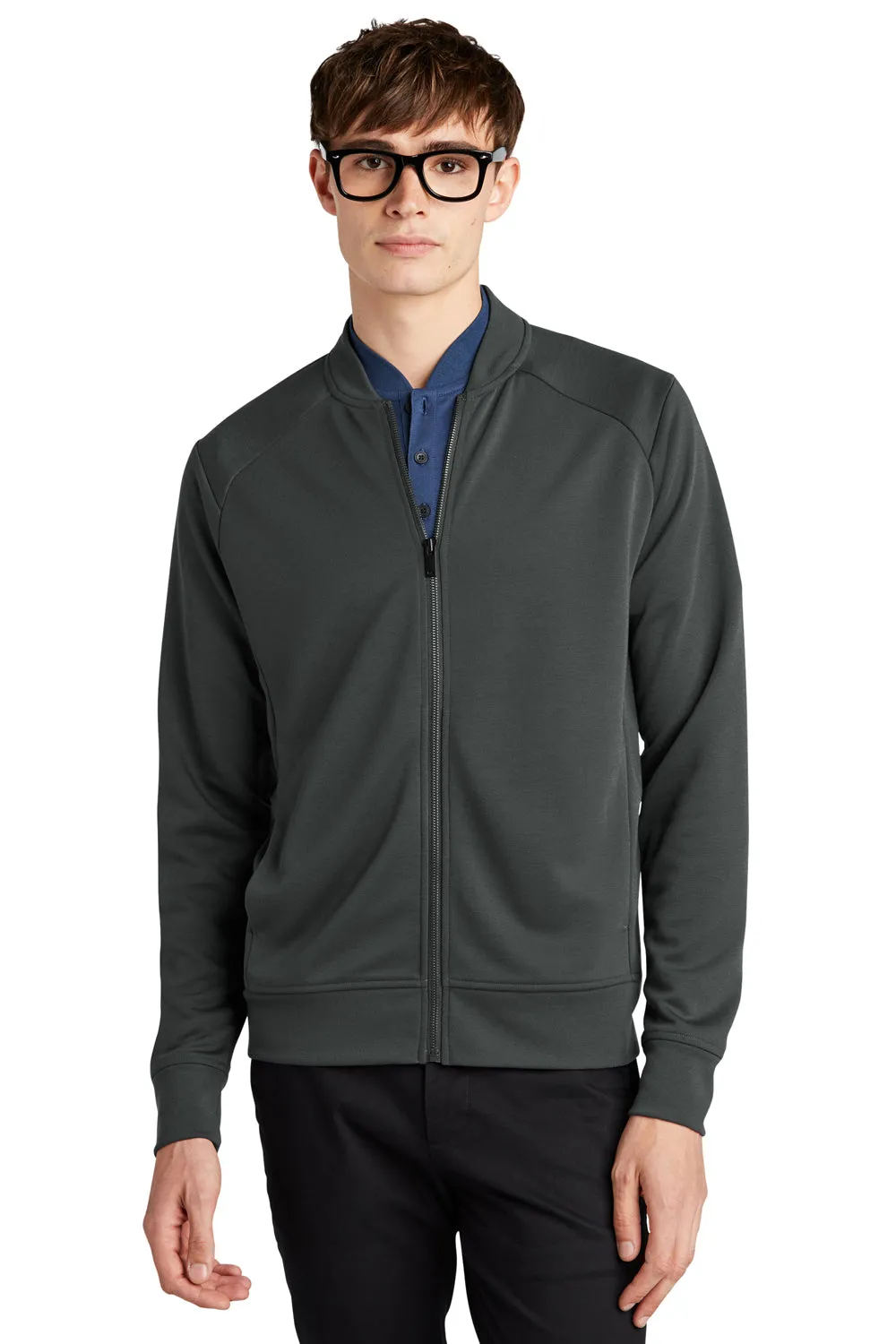 Mercer Mettle Mens Double Knit Full Zip Bomber Jacket - Anchor Grey
