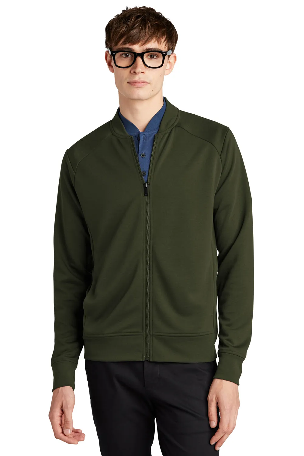 Mercer Mettle Mens Double Knit Full Zip Bomber Jacket - Townsend Green