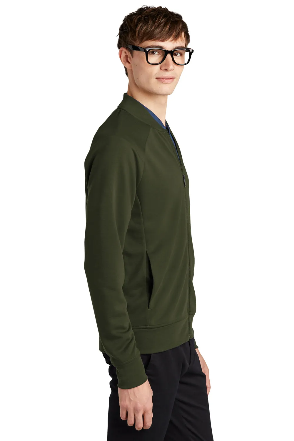 Mercer Mettle Mens Double Knit Full Zip Bomber Jacket - Townsend Green
