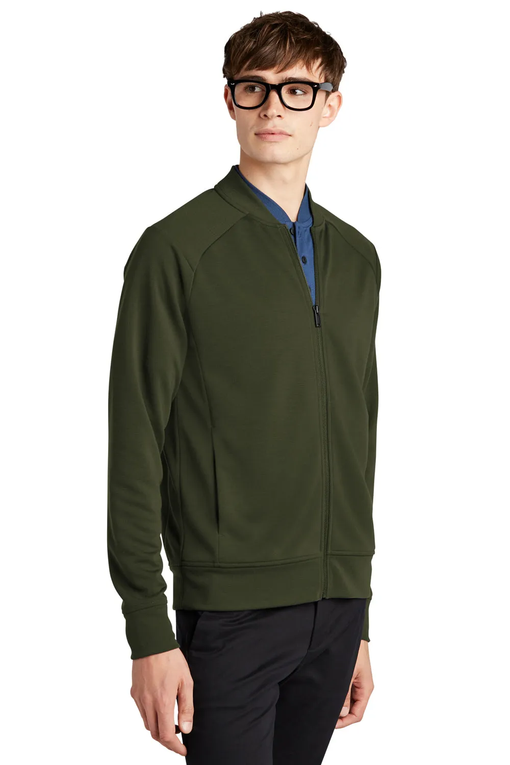 Mercer Mettle Mens Double Knit Full Zip Bomber Jacket - Townsend Green