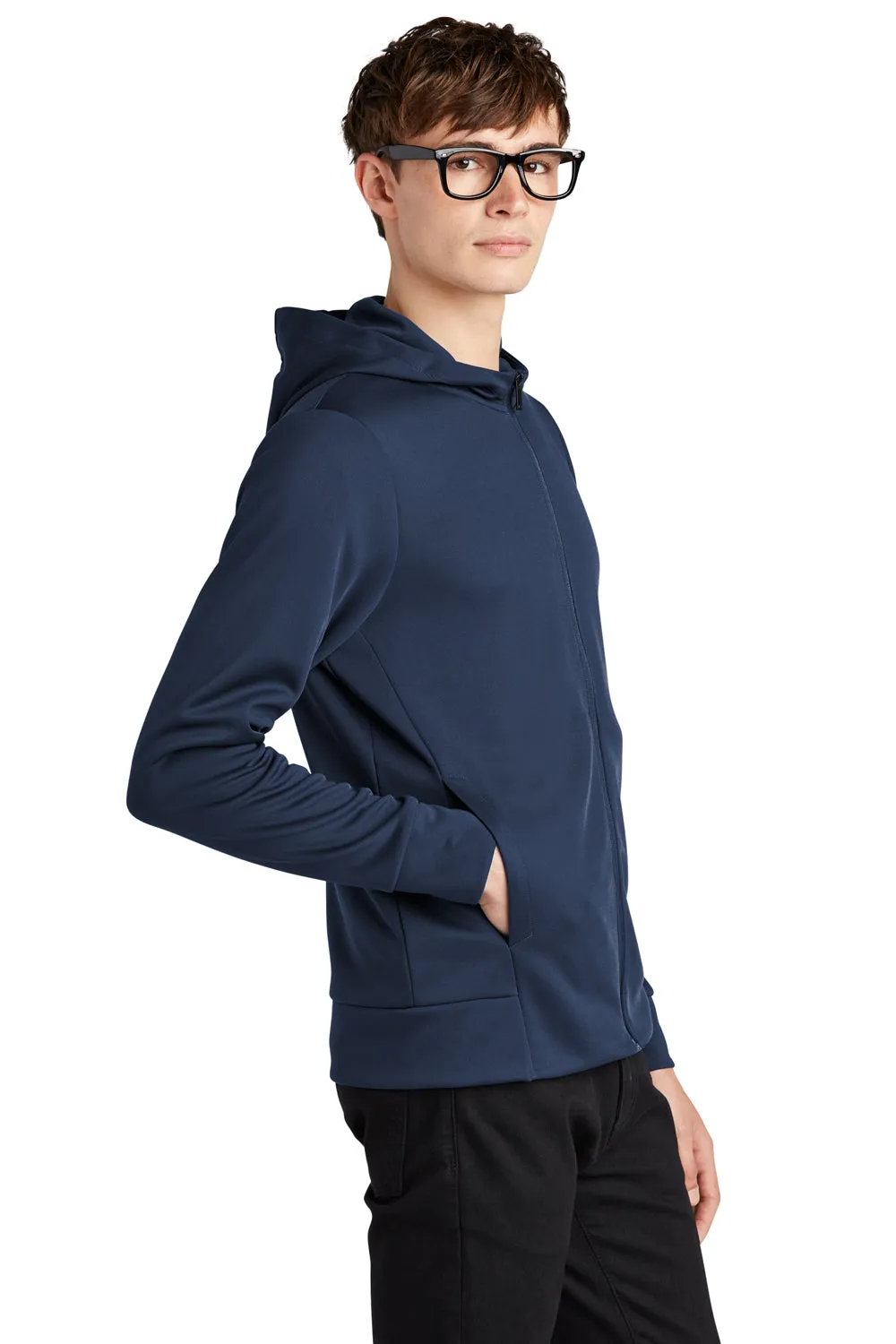 Mercer Mettle Mens Double Knit Full Zip Hooded Sweatshirt Hoodie w/ Pockets - Insignia Blue - Closeout