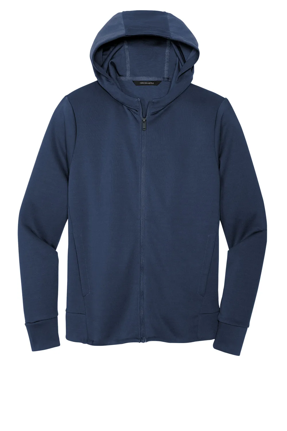 Mercer Mettle Mens Double Knit Full Zip Hooded Sweatshirt Hoodie w/ Pockets - Insignia Blue - Closeout