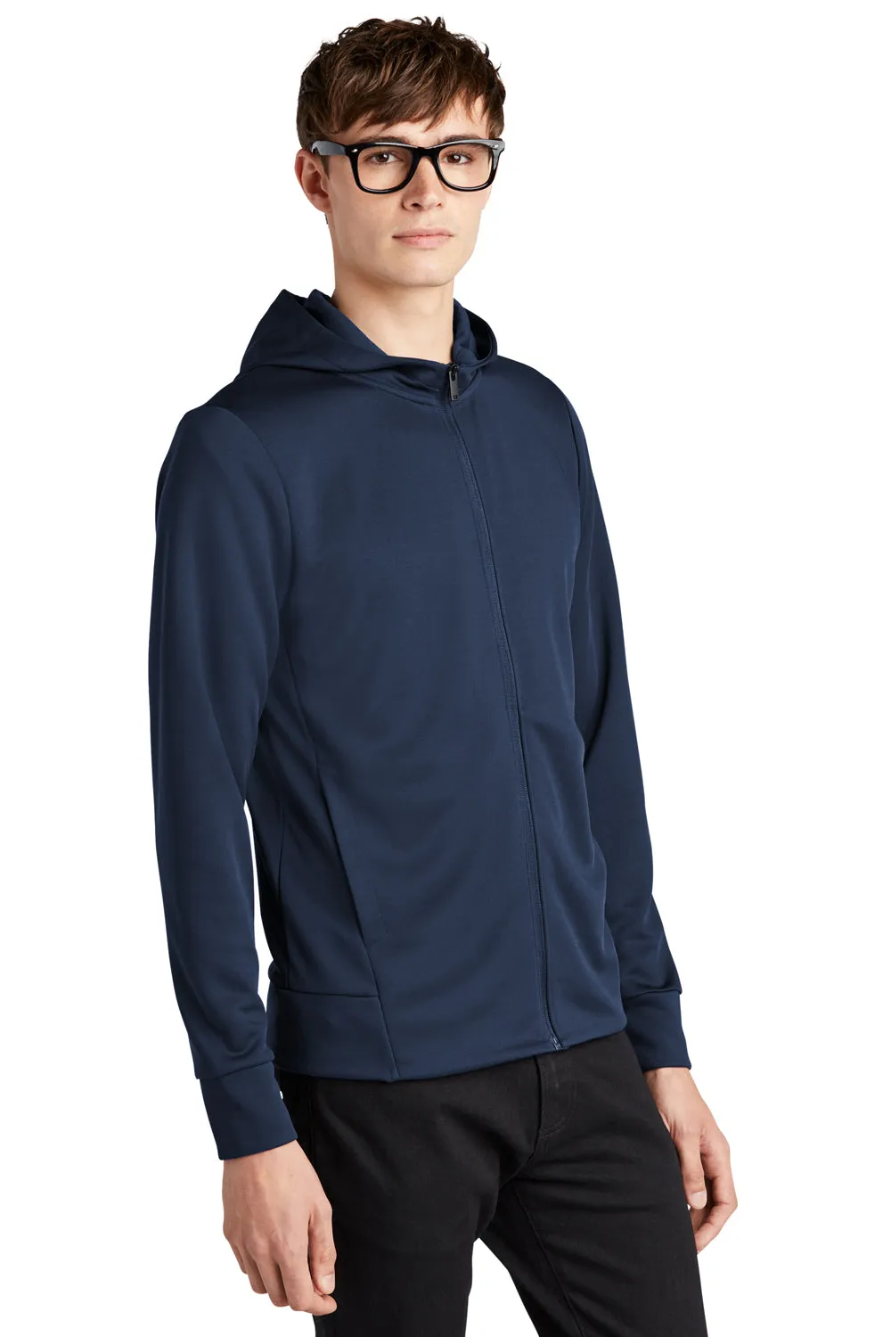 Mercer Mettle Mens Double Knit Full Zip Hooded Sweatshirt Hoodie w/ Pockets - Insignia Blue - Closeout