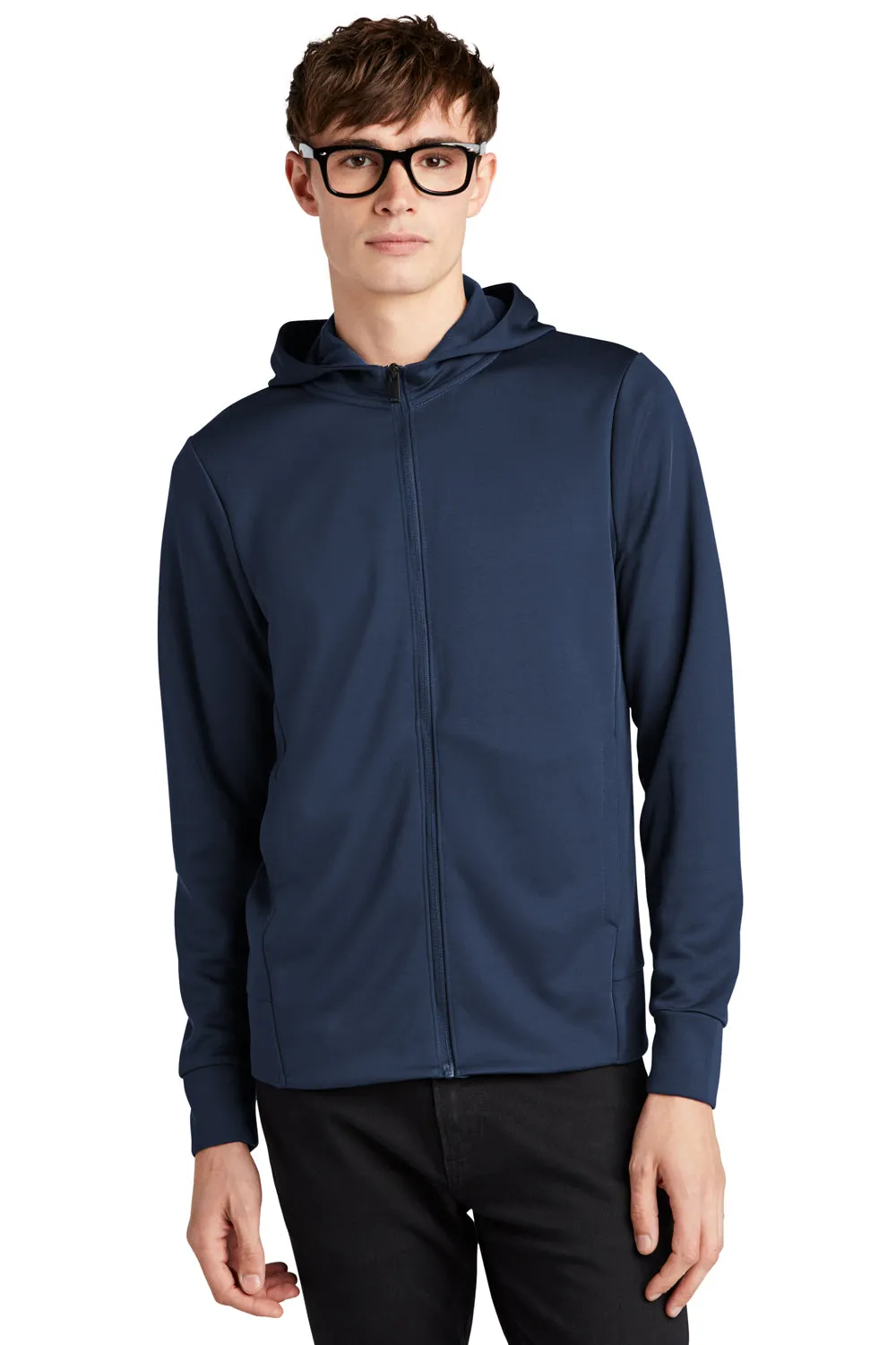 Mercer Mettle Mens Double Knit Full Zip Hooded Sweatshirt Hoodie w/ Pockets - Insignia Blue - Closeout