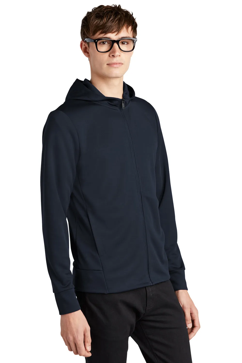 Mercer Mettle Mens Double Knit Full Zip Hooded Sweatshirt Hoodie w/ Pockets - Night Navy Blue