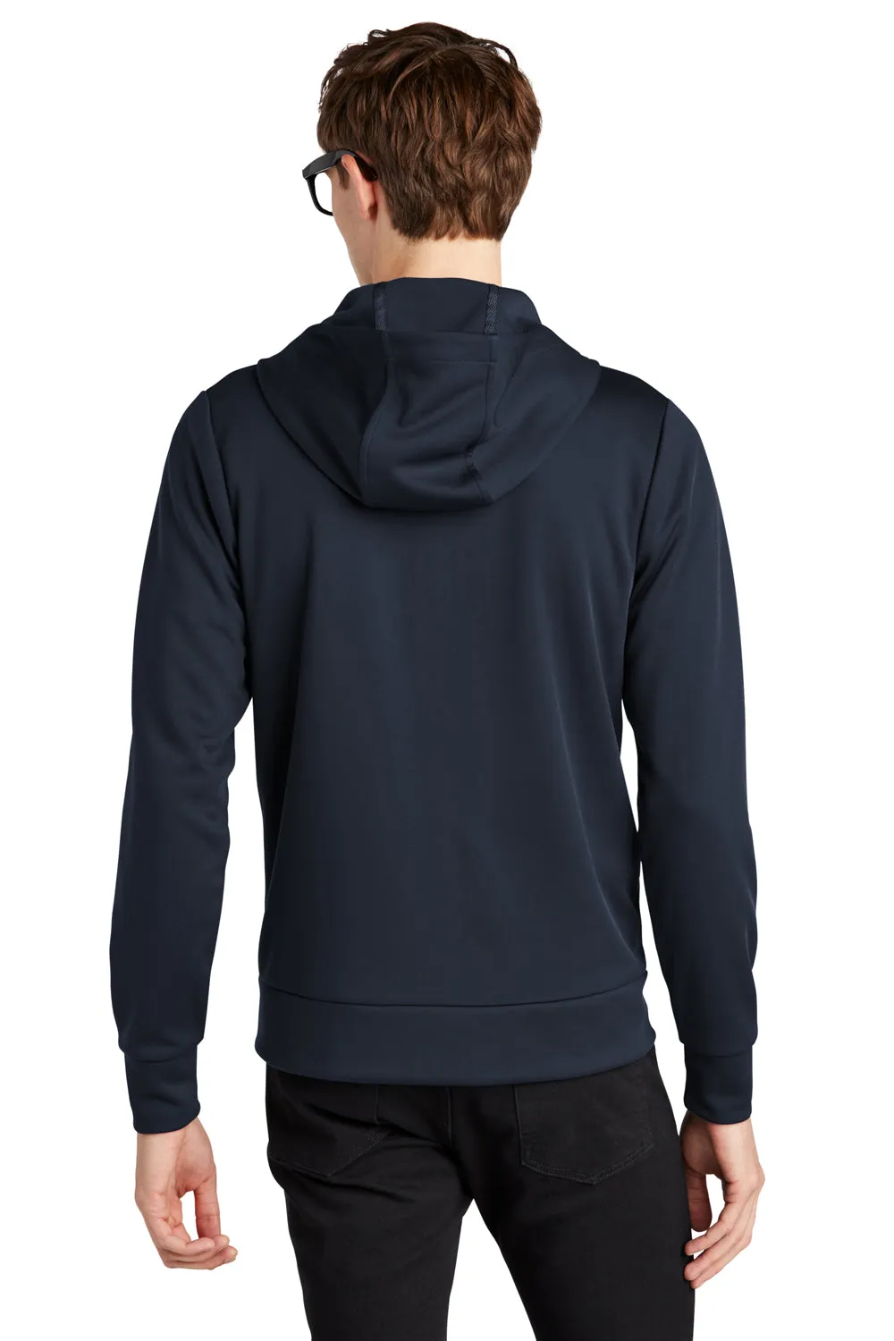 Mercer Mettle Mens Double Knit Full Zip Hooded Sweatshirt Hoodie w/ Pockets - Night Navy Blue