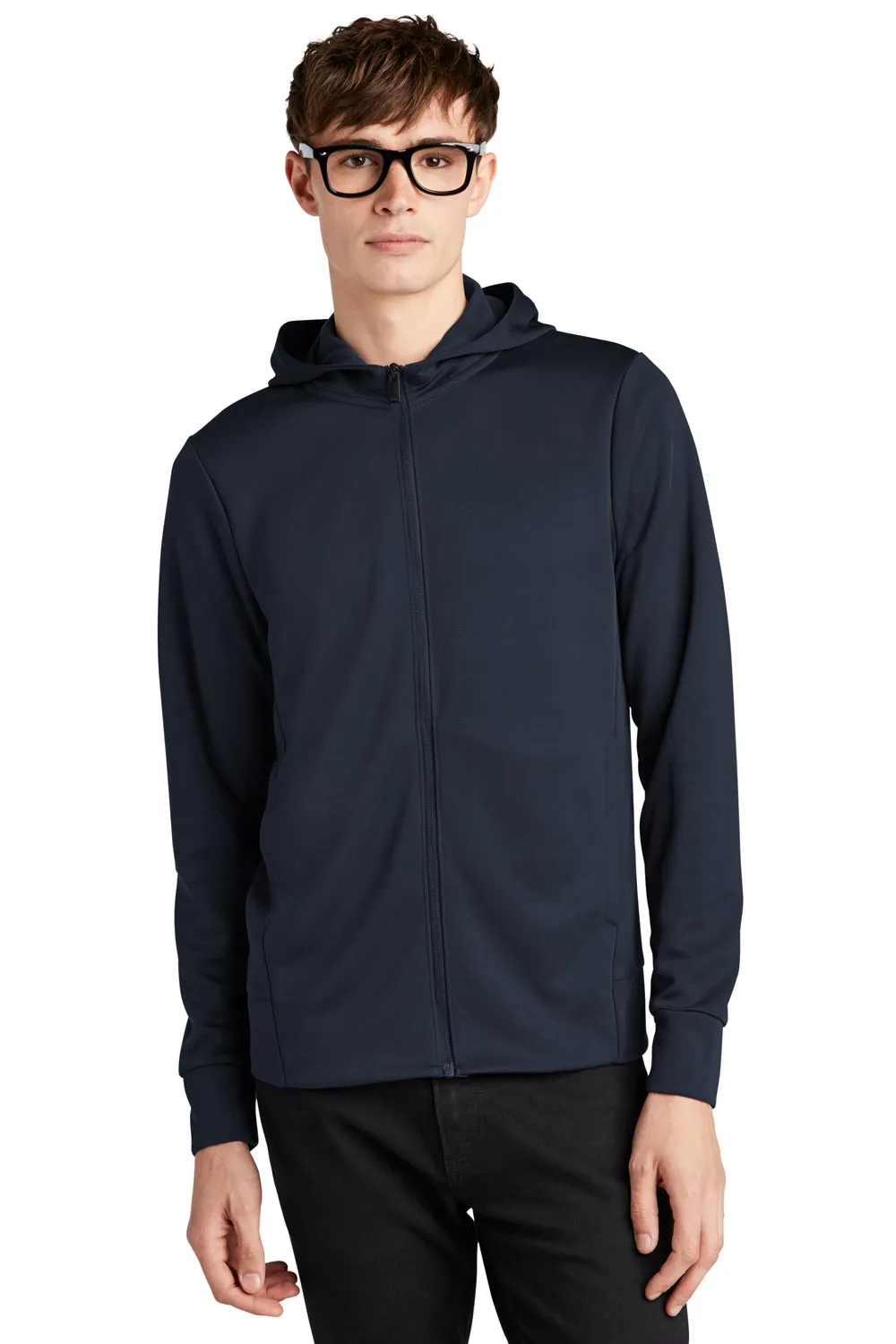 Mercer Mettle Mens Double Knit Full Zip Hooded Sweatshirt Hoodie w/ Pockets - Night Navy Blue