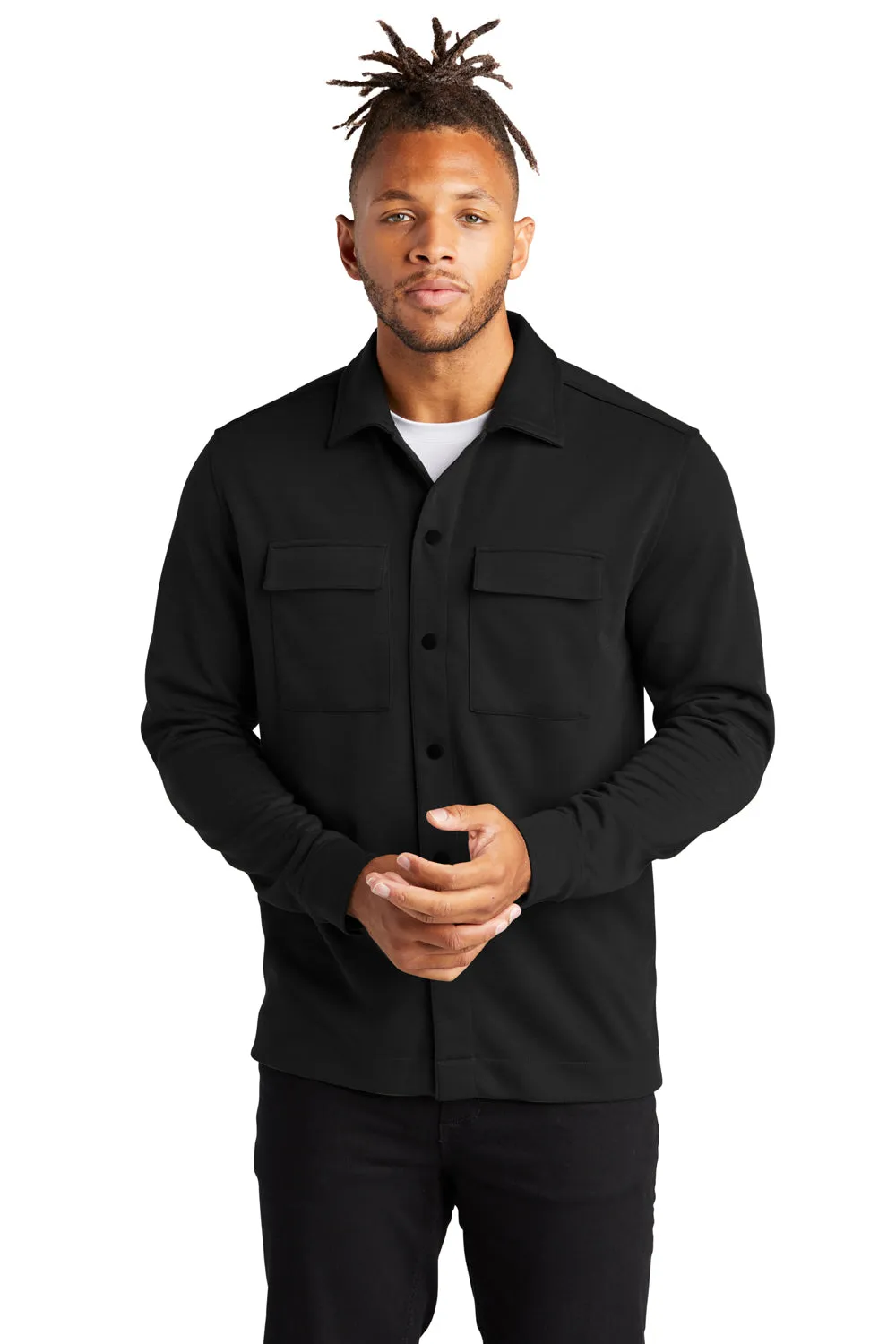Mercer Mettle Mens Double Knit Snap Front Jacket - Deep Black