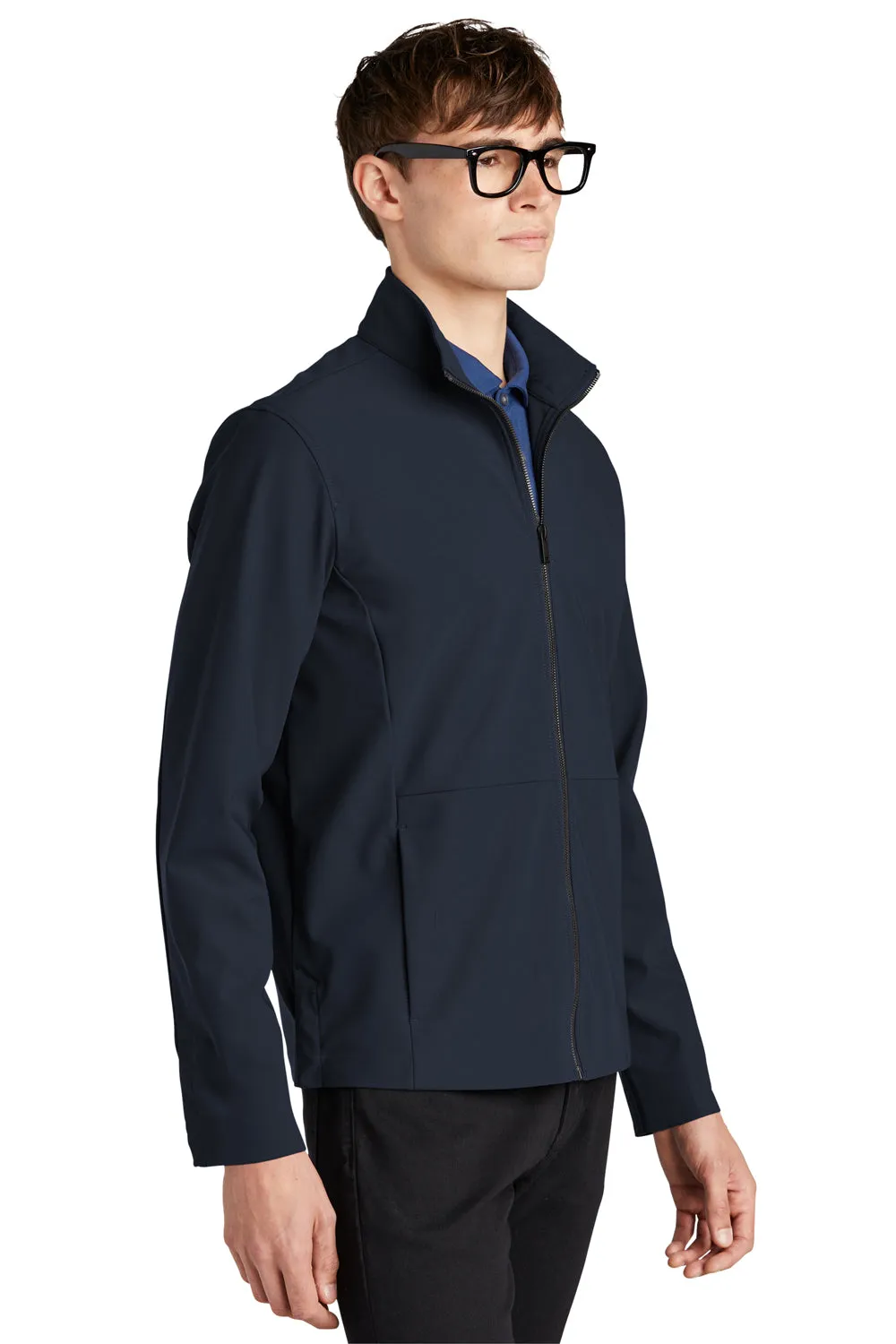 Mercer Mettle Mens Faille Waterproof Full Zip Soft Shell Jacket - Night Navy Blue
