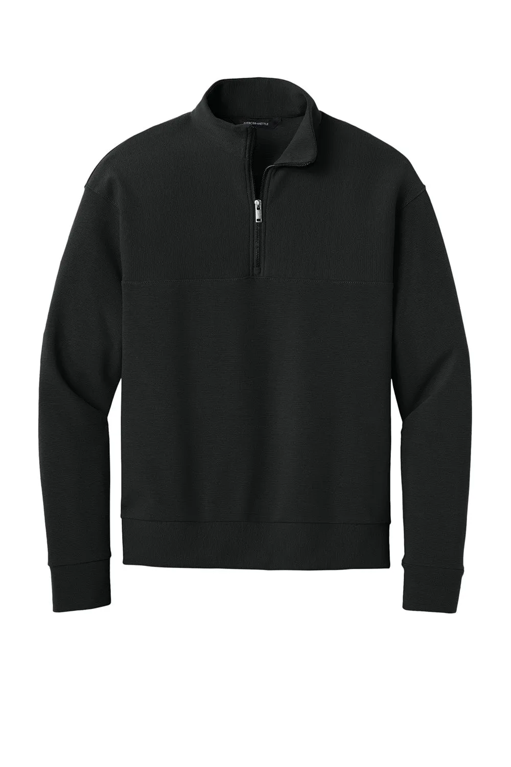 Mercer Mettle Mens Linear Texture Odor Resistant 1/4 Zip Sweatshirt - Deep Black
