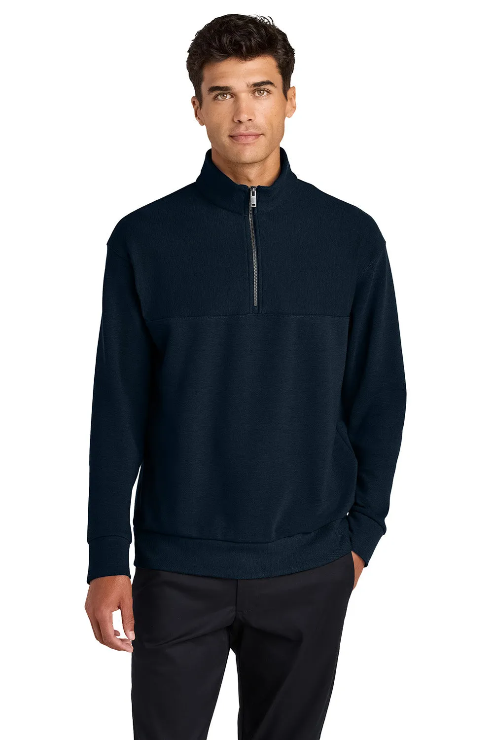 Mercer Mettle Mens Linear Texture Odor Resistant 1/4 Zip Sweatshirt - Night Navy Bue