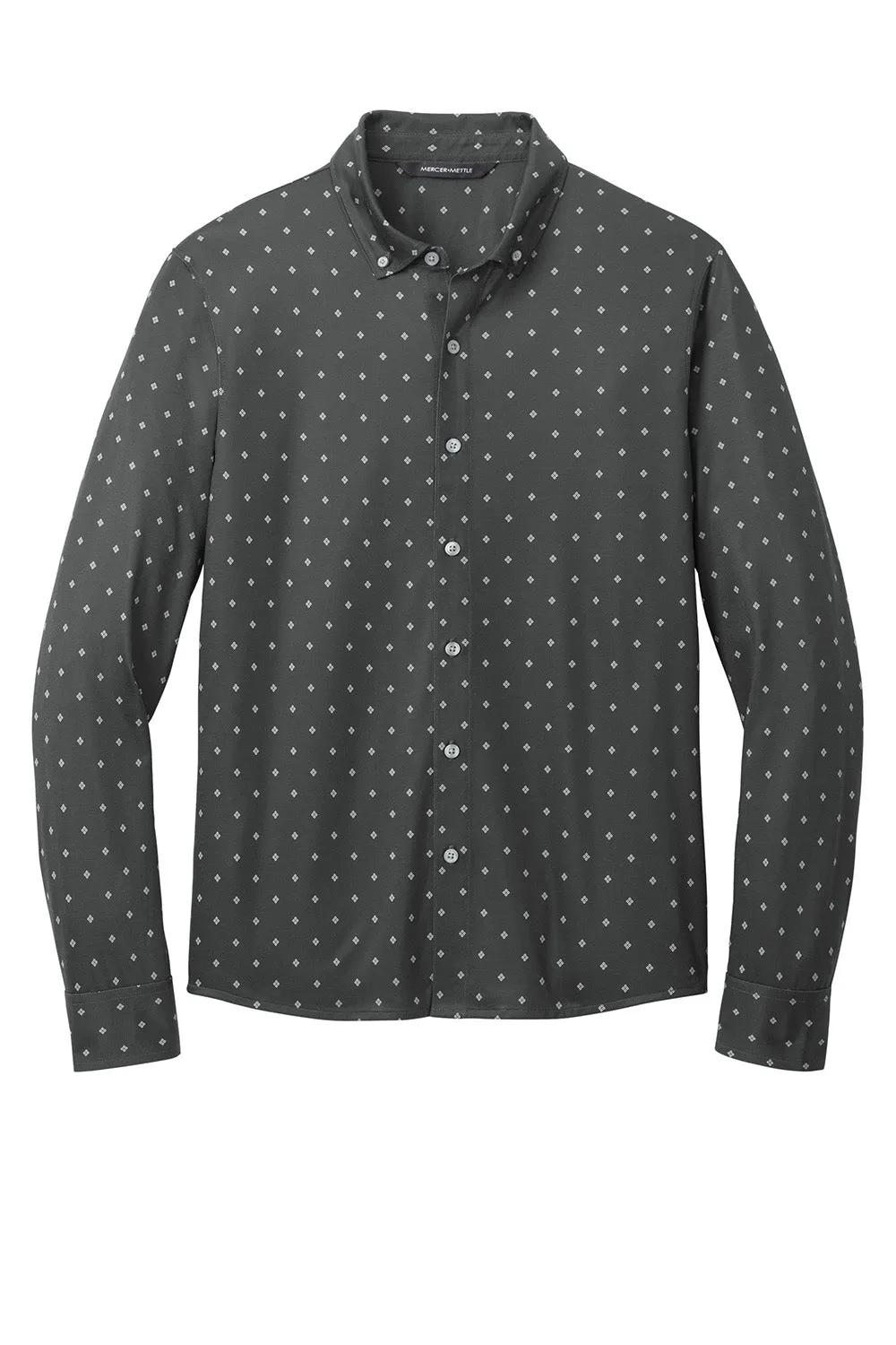 Mercer Mettle Mens Moisture Wicking Long Sleeve Button Down Shirt - Anchor Grey Geo Diamond
