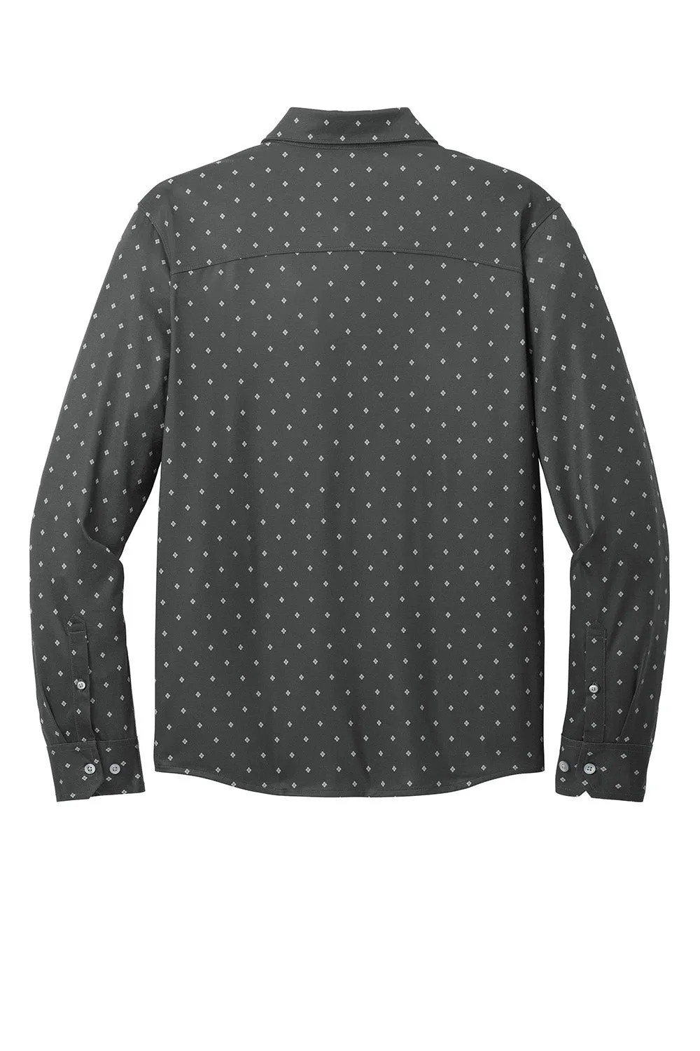 Mercer Mettle Mens Moisture Wicking Long Sleeve Button Down Shirt - Anchor Grey Geo Diamond