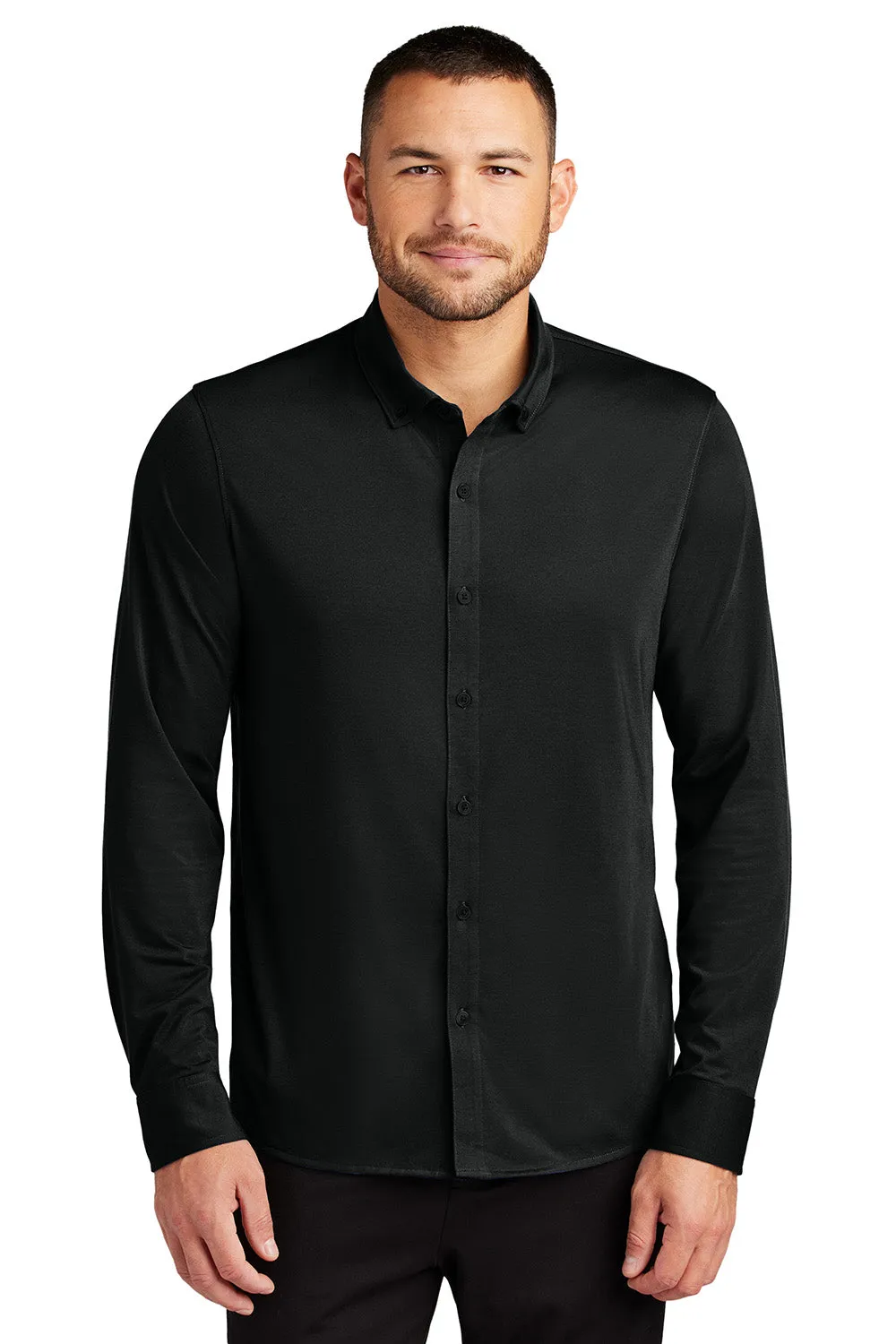 Mercer Mettle Mens Moisture Wicking Long Sleeve Button Down Shirt - Deep Black