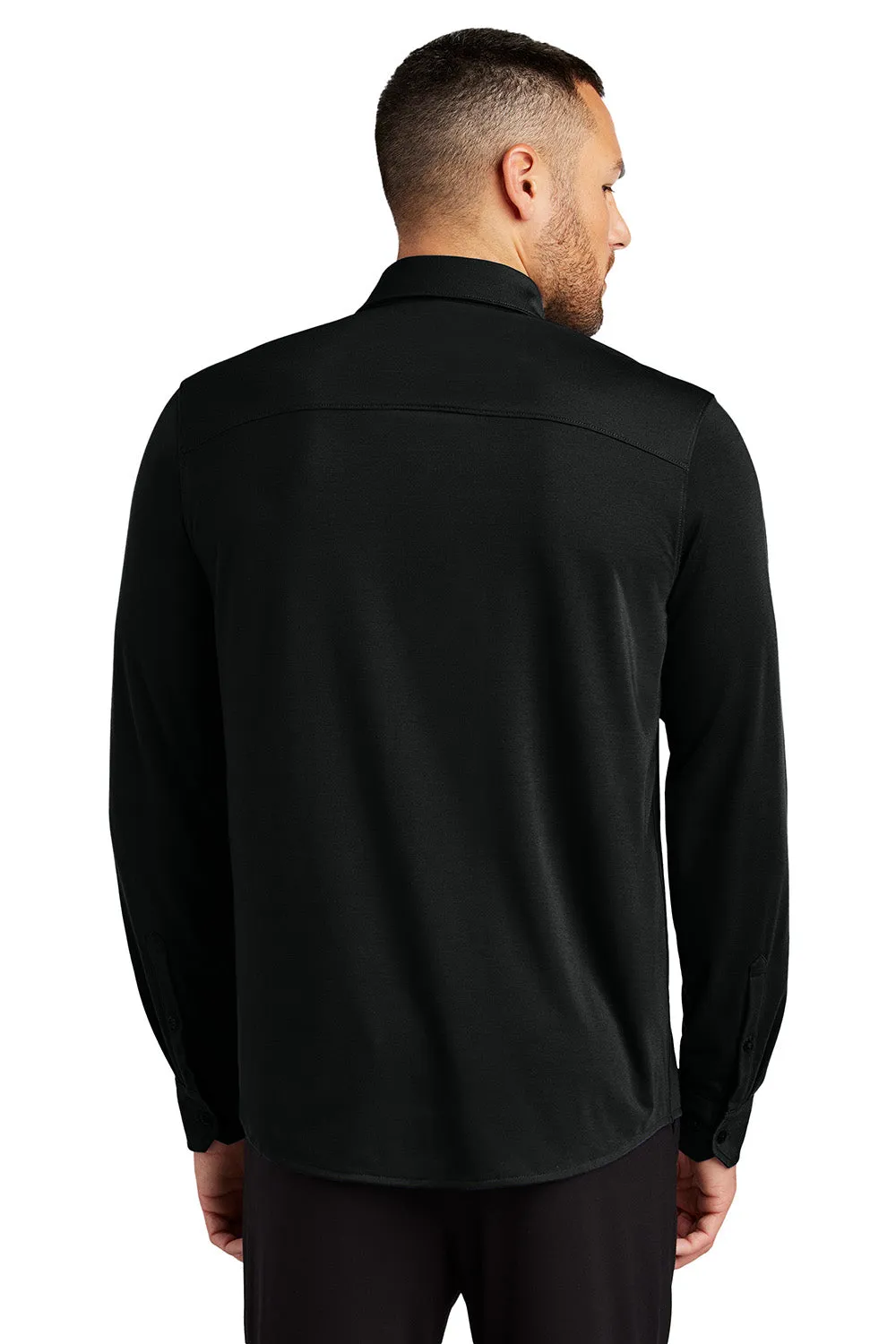 Mercer Mettle Mens Moisture Wicking Long Sleeve Button Down Shirt - Deep Black