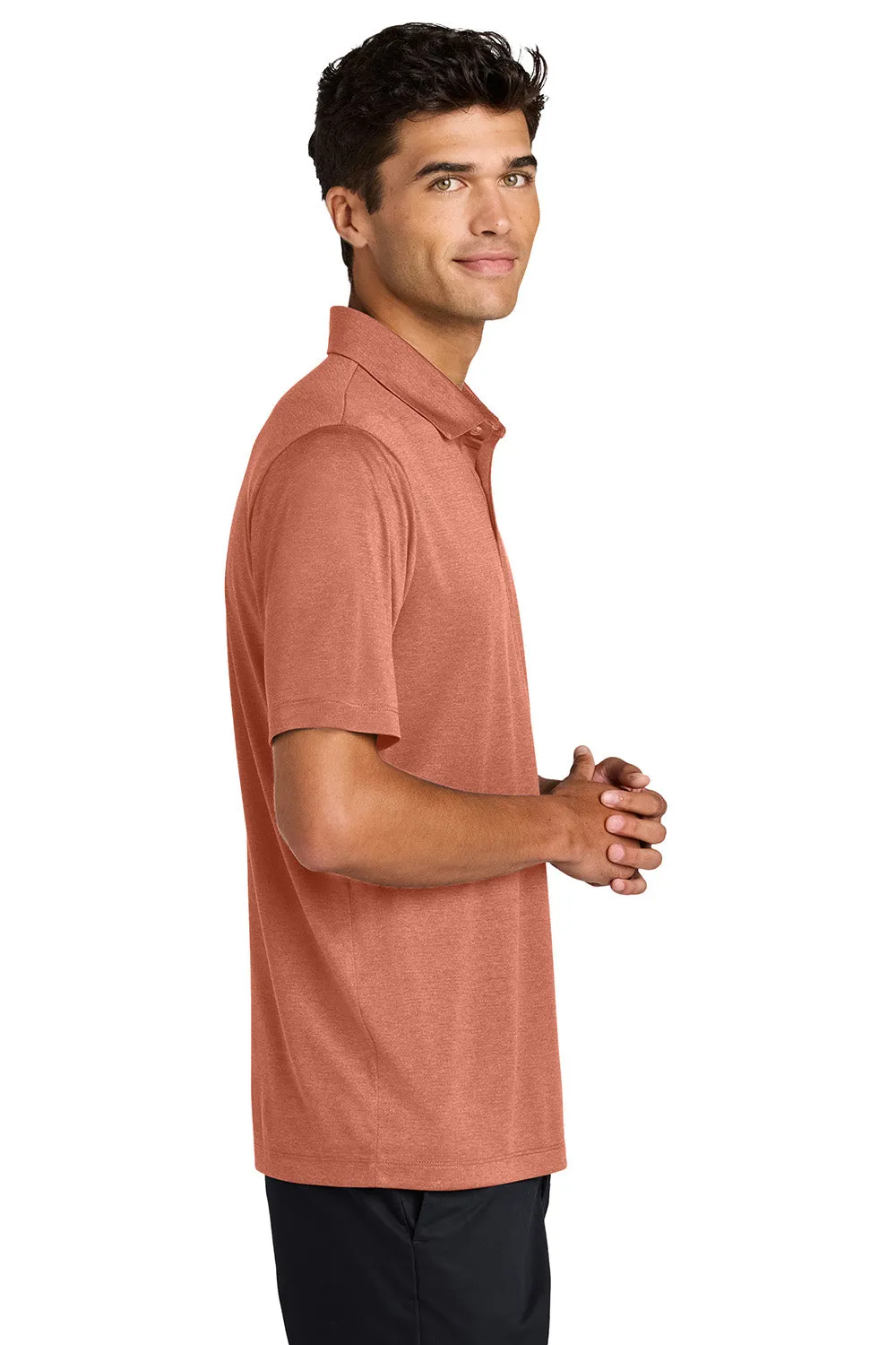 Mercer Mettle Mens Recharge Moisture Wicking Short Sleeve Polo Shirt - Heather Sienna