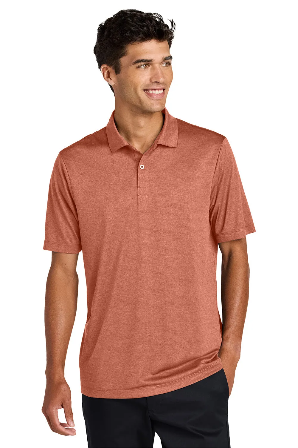Mercer Mettle Mens Recharge Moisture Wicking Short Sleeve Polo Shirt - Heather Sienna