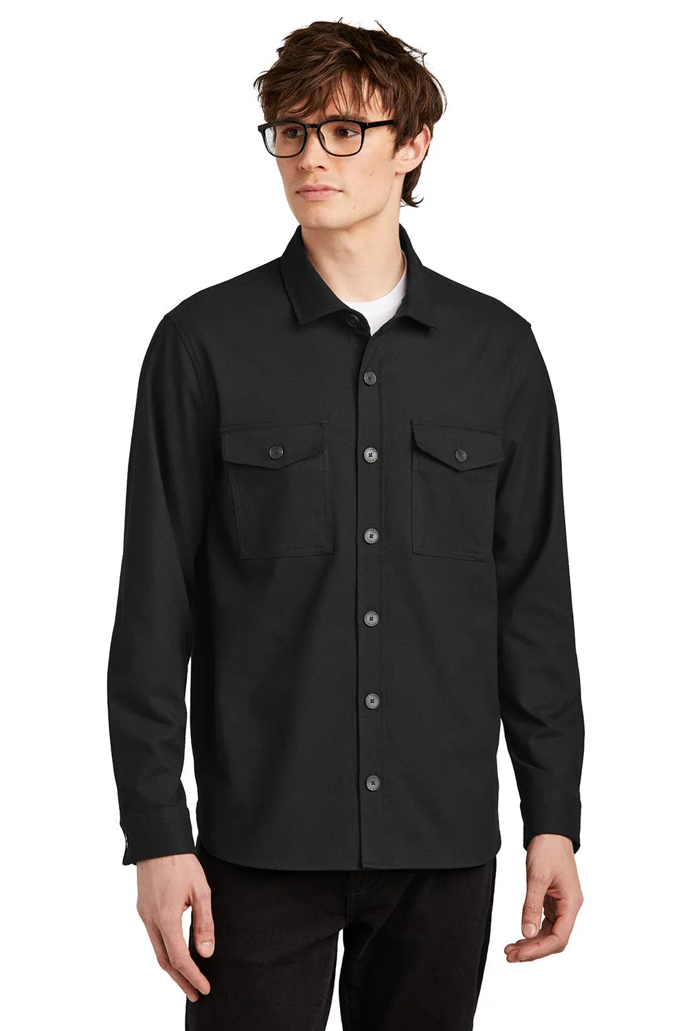 Mercer Mettle Mens Twill Long Sleeve Button Down Shirt w/ Pockets - Deep Black