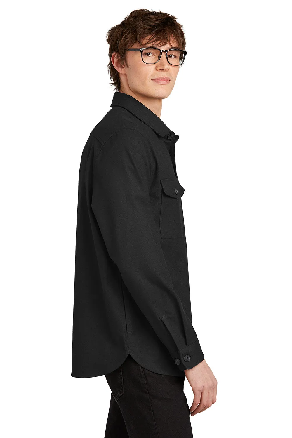 Mercer Mettle Mens Twill Long Sleeve Button Down Shirt w/ Pockets - Deep Black