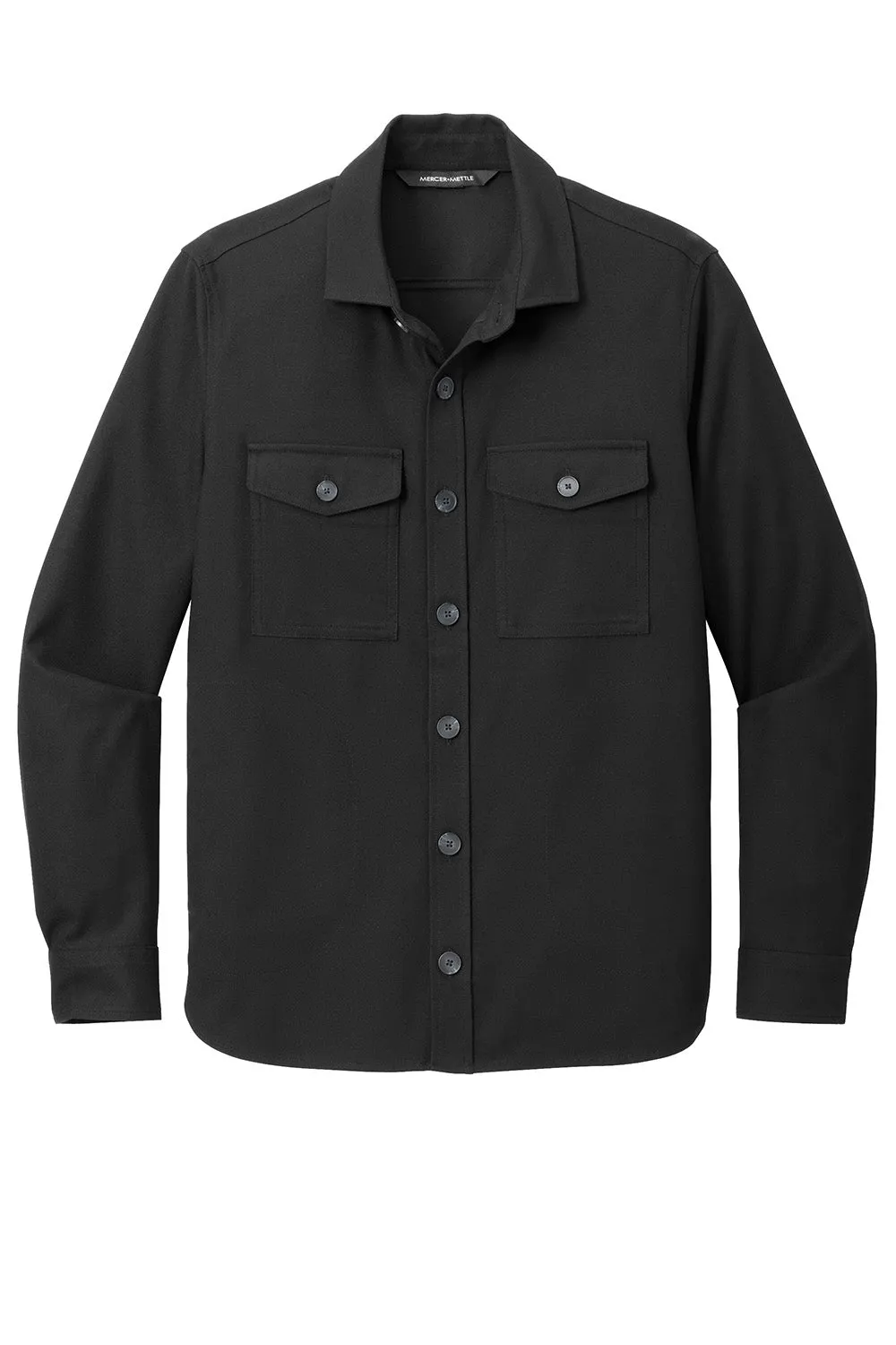 Mercer Mettle Mens Twill Long Sleeve Button Down Shirt w/ Pockets - Deep Black