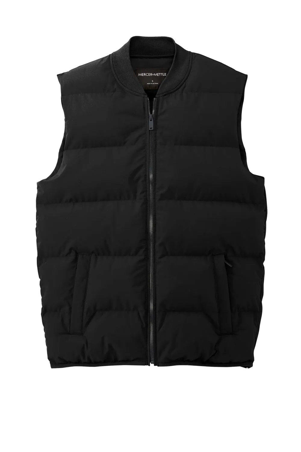 Mercer Mettle Mens Water Resistant Full Zip Puffy Vest - Deep Black