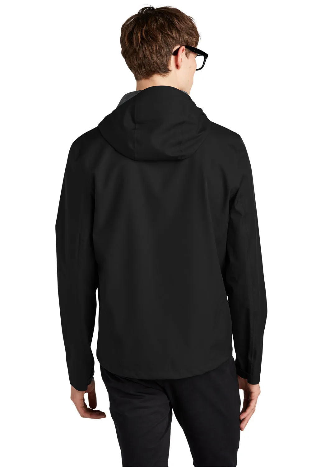 Mercer Mettle Mens Waterproof Full Zip Hooded Rain Jacket - Deep Black
