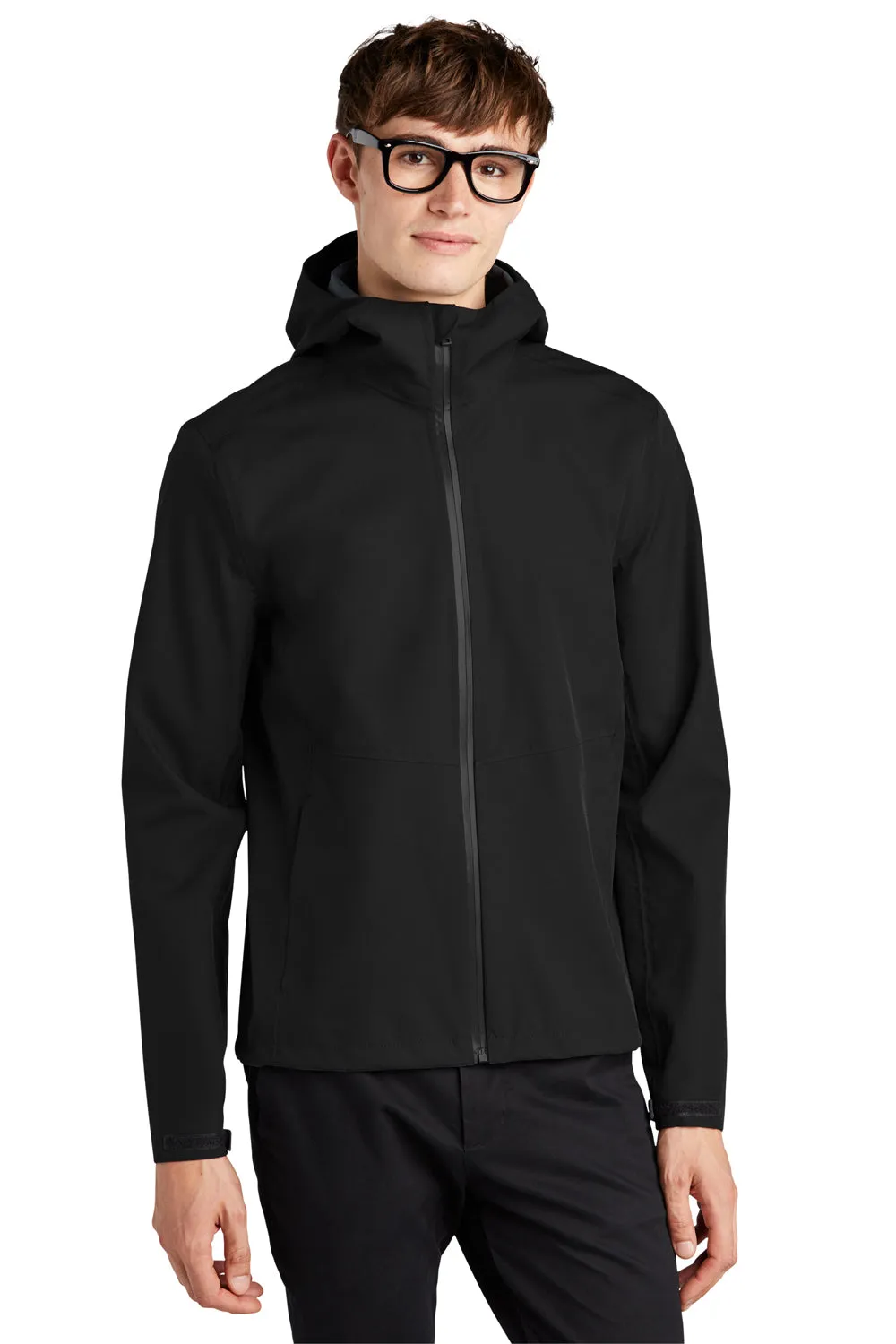 Mercer Mettle Mens Waterproof Full Zip Hooded Rain Jacket - Deep Black