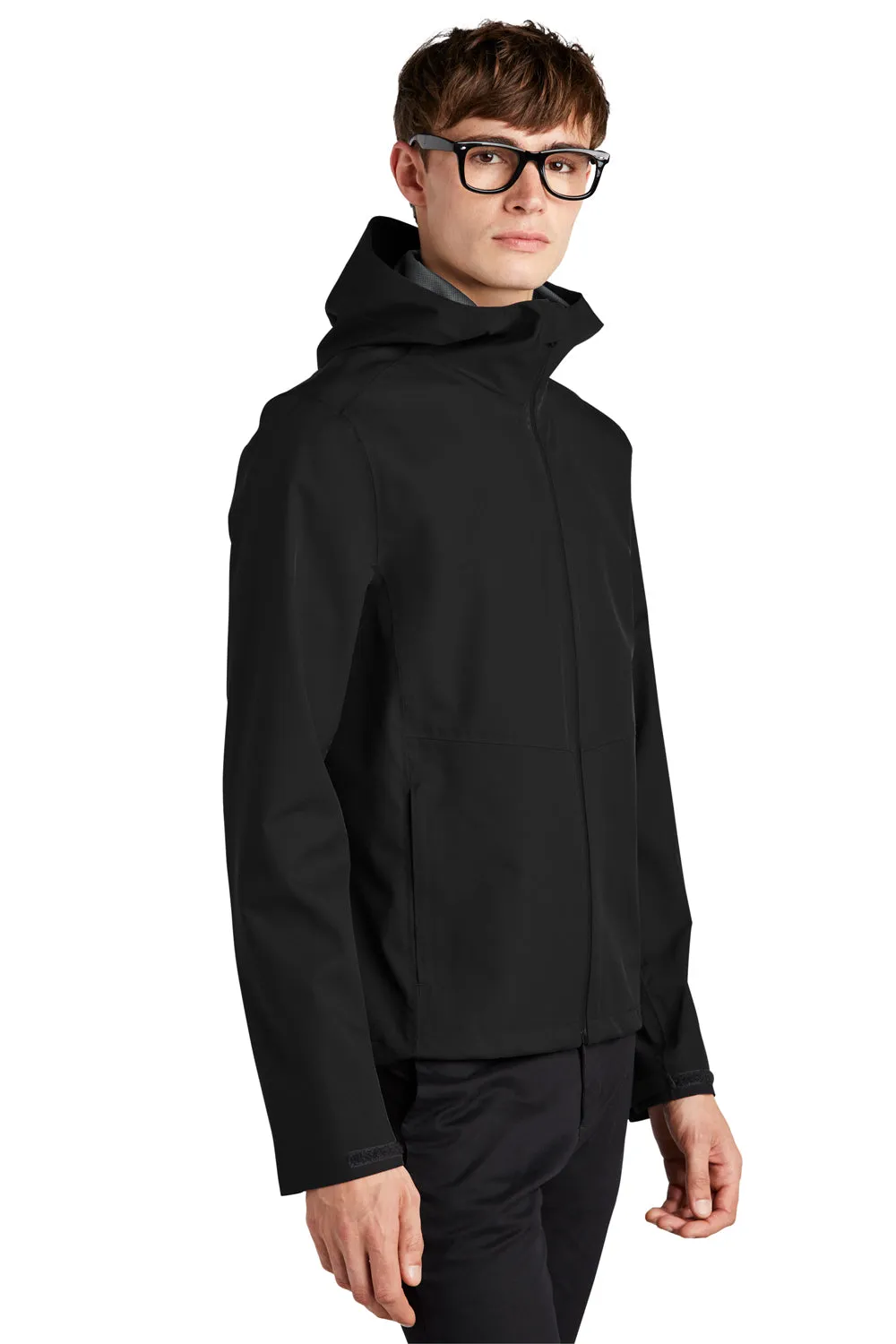 Mercer Mettle Mens Waterproof Full Zip Hooded Rain Jacket - Deep Black