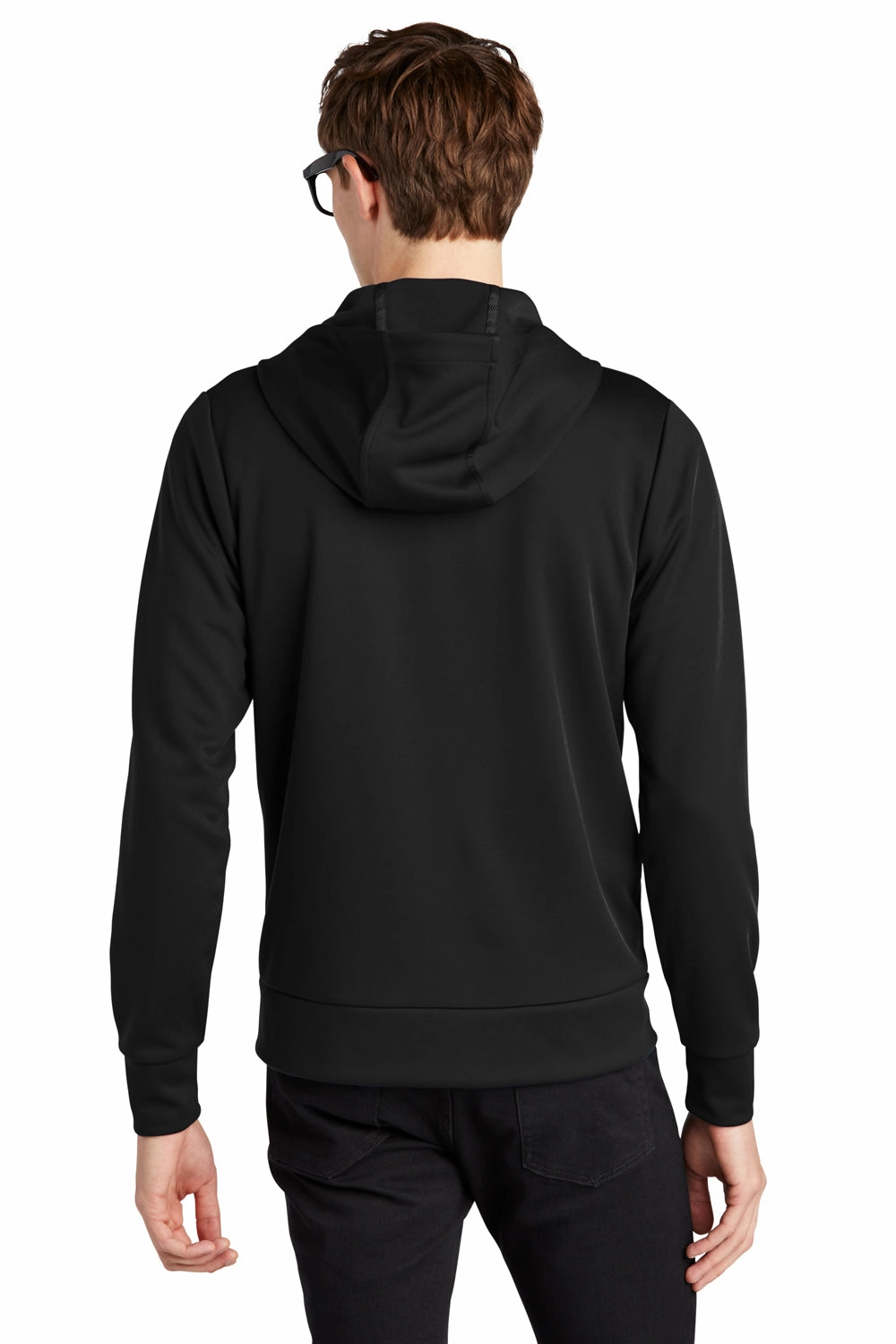 Mercer Mettle Mens Double Knit Full Zip Hooded Sweatshirt Hoodie w/ Pockets - Deep Black
