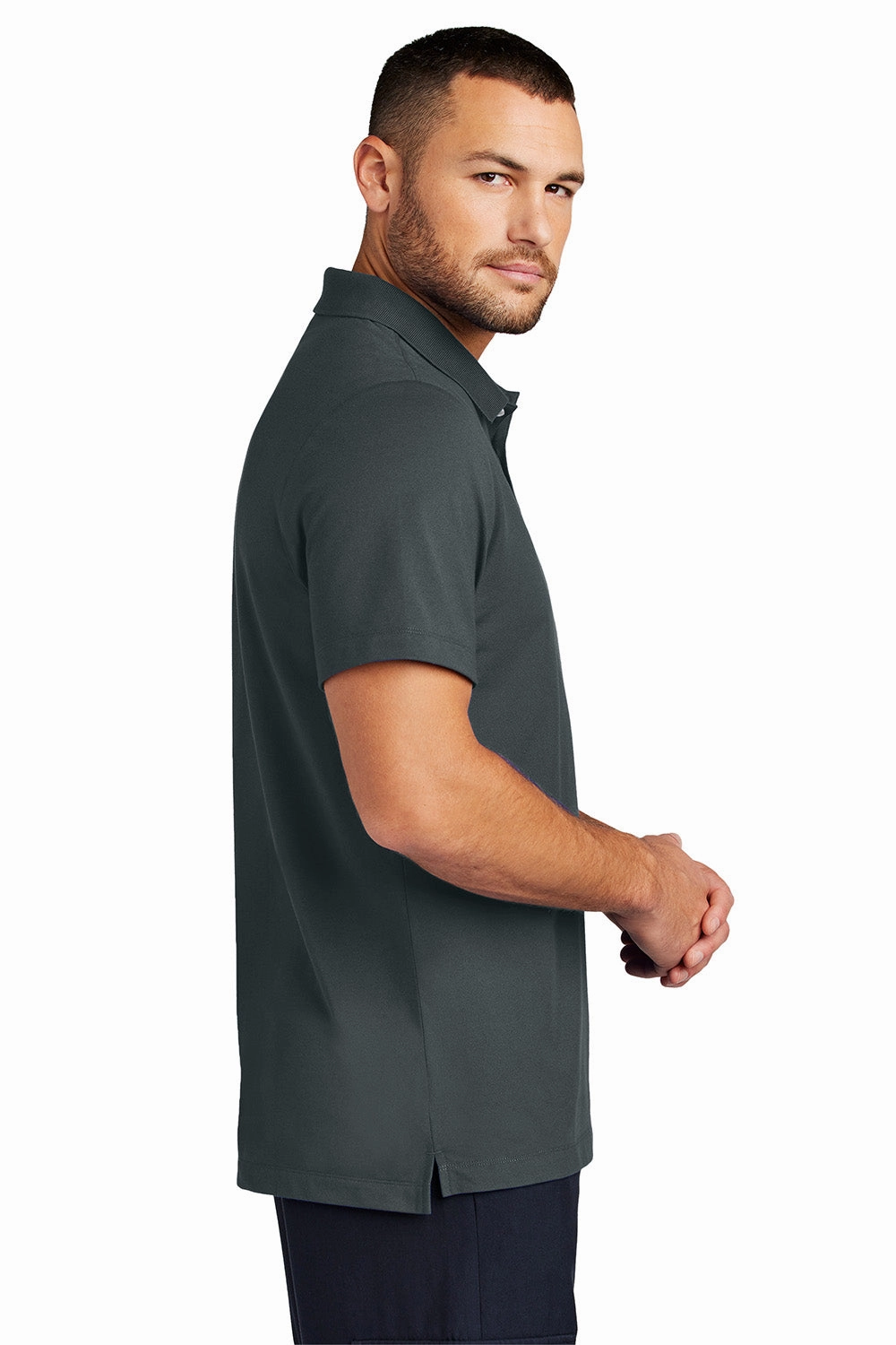 Mercer Mettle Mens Moisture Wicking Short Sleeve Polo Shirt - Storm Grey