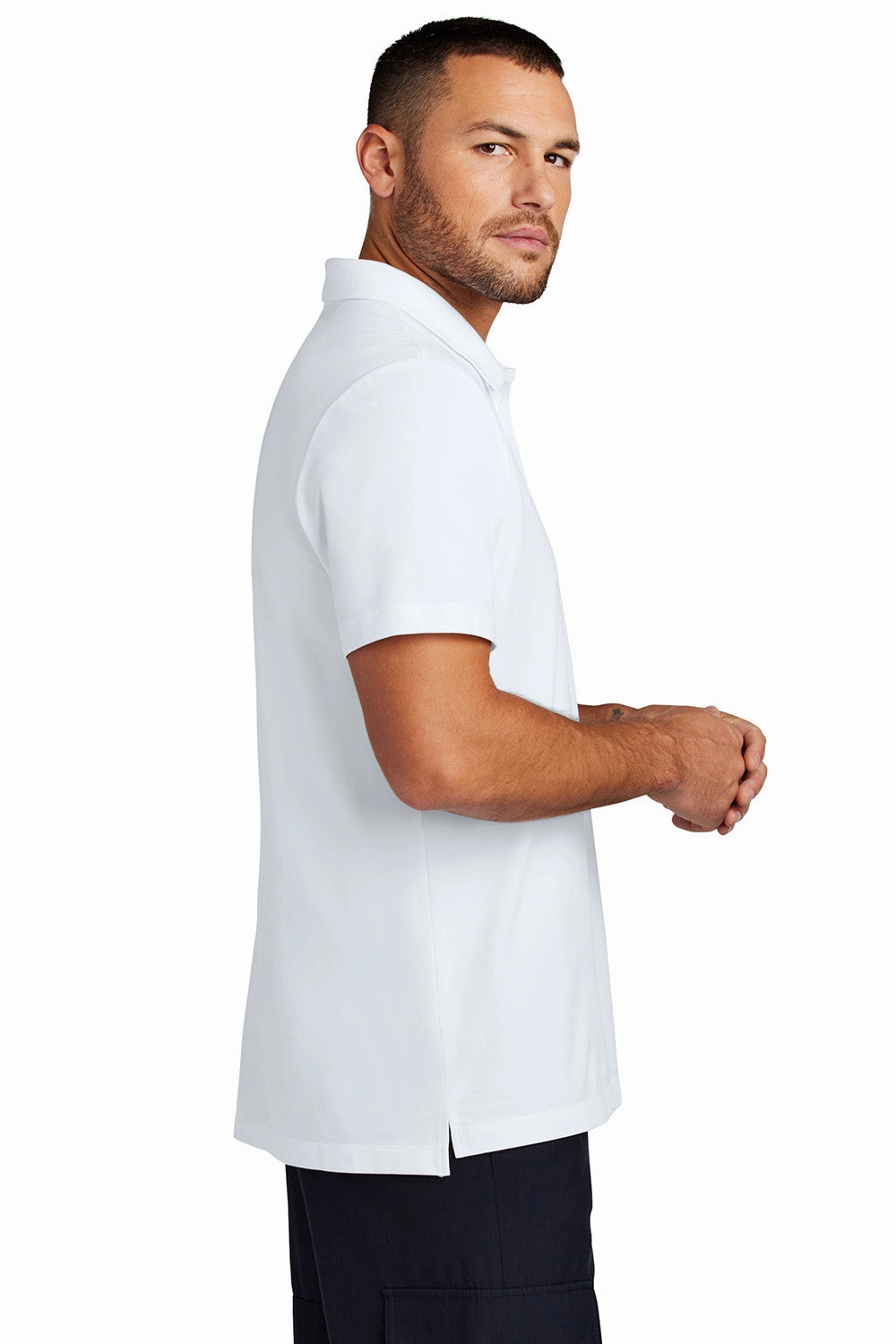 Mercer Mettle Mens Moisture Wicking Short Sleeve Polo Shirt - White