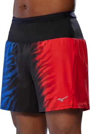 Mizuno Multi Pocket Mens Running Shorts - Blue men's shorts for summer activities and lounging