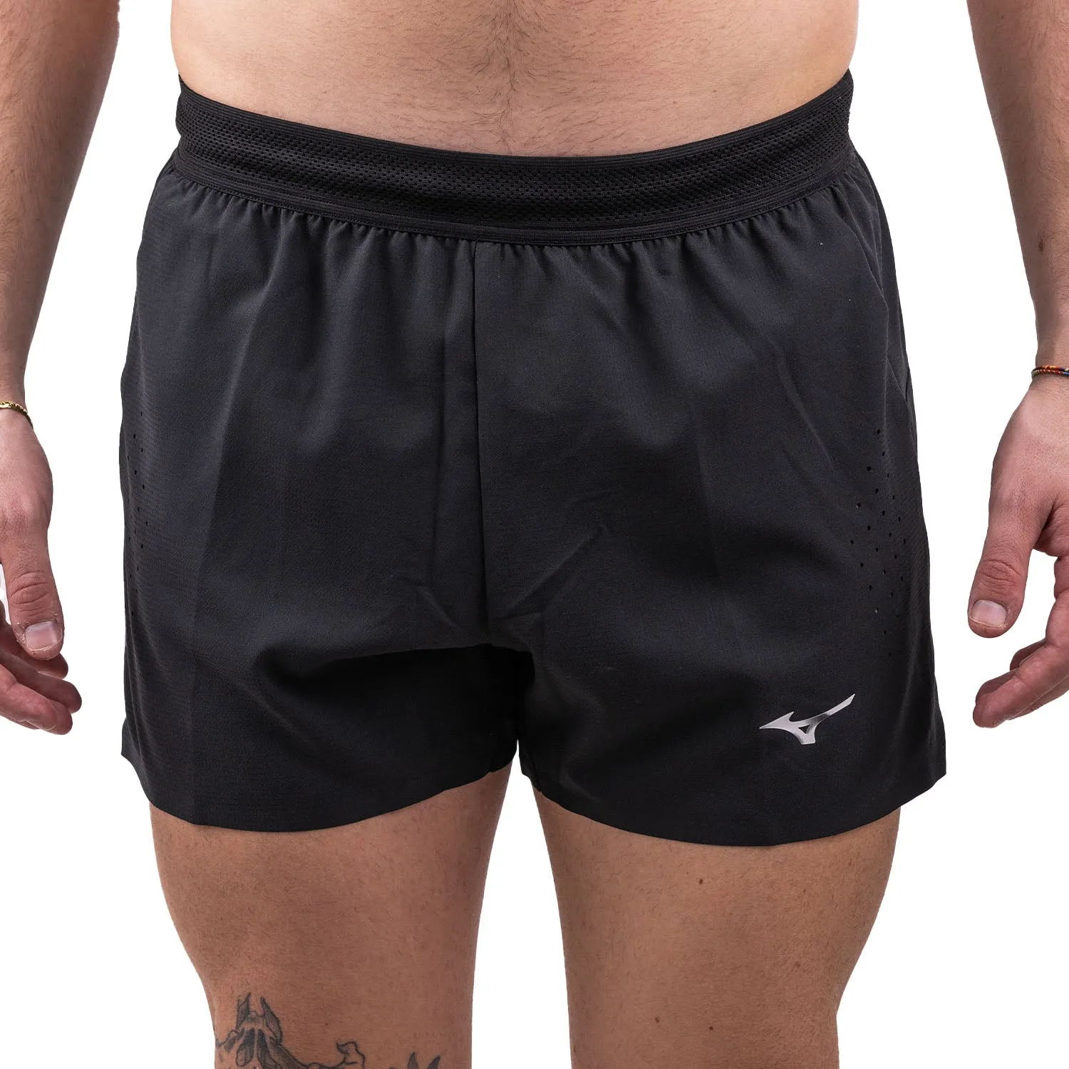 Mizuno Tech Light 3.5 Inch Mens Running Shorts - Black men's shorts for summer activities and lounging