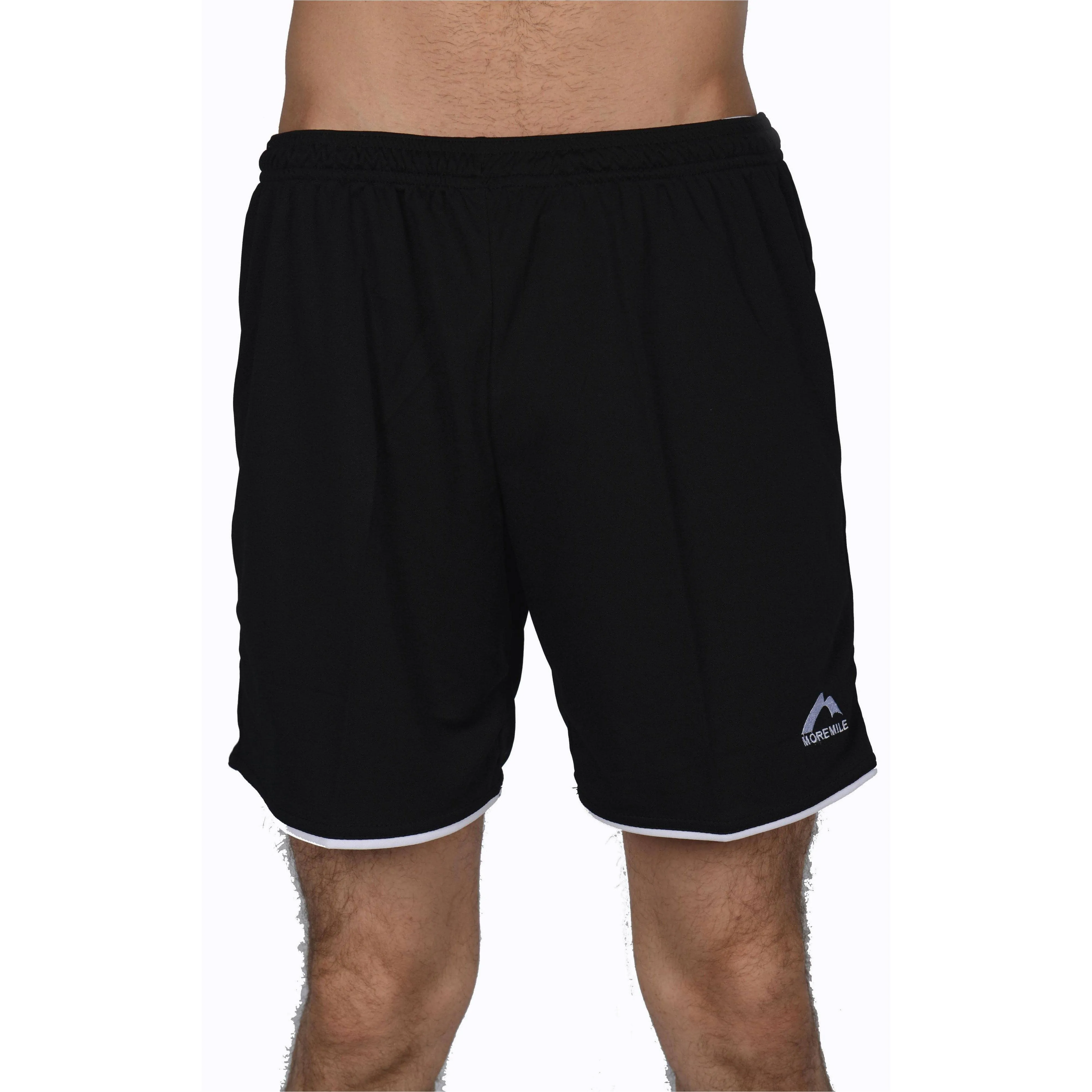 More Mile Premier Mens Football Shorts - Black men's shorts for summer activities and lounging