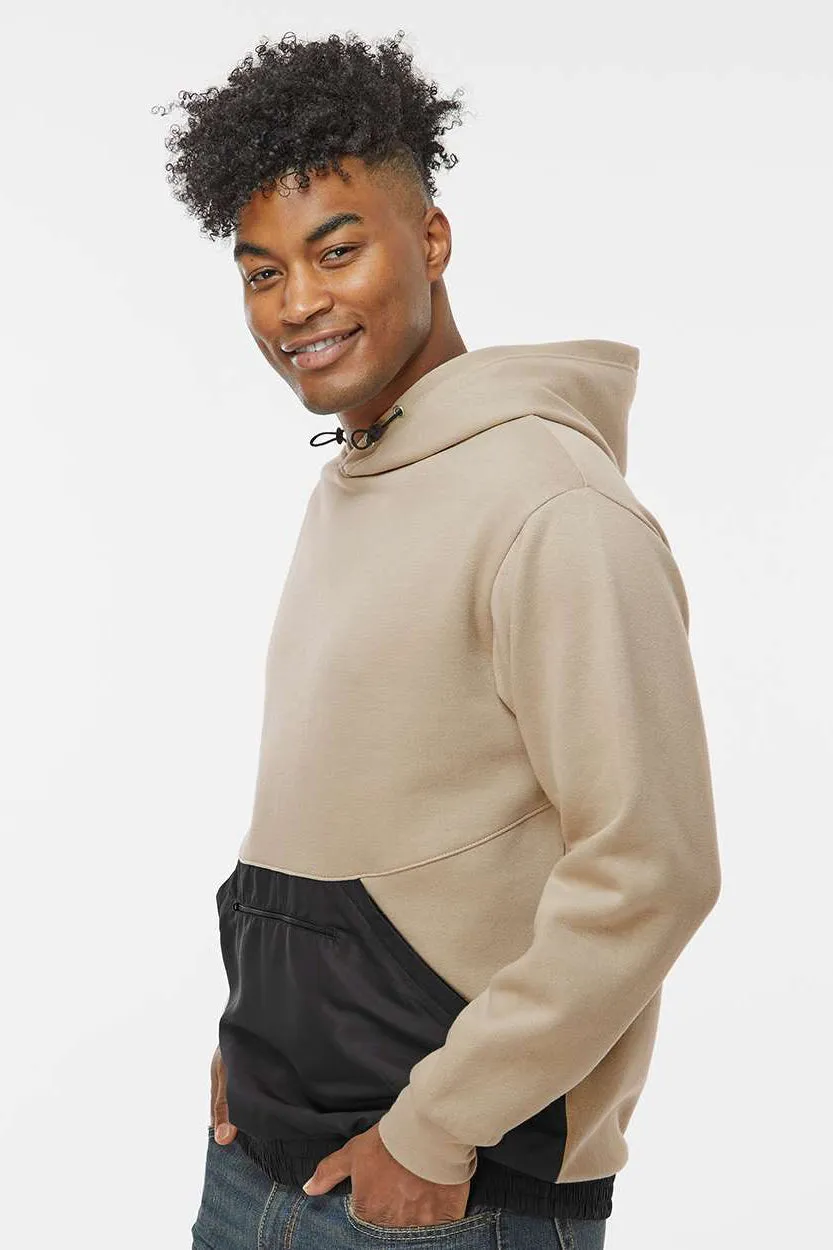 MV Sport Mens Mixed Media Hooded Sweatshirt Hoodie w/ Pocket - Atmosphere/Black