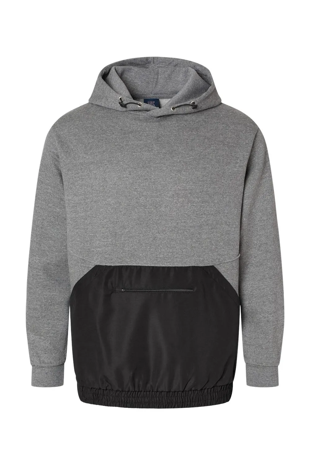 MV Sport Mens Mixed Media Hooded Sweatshirt Hoodie w/ Pocket - Graphite Grey/Black