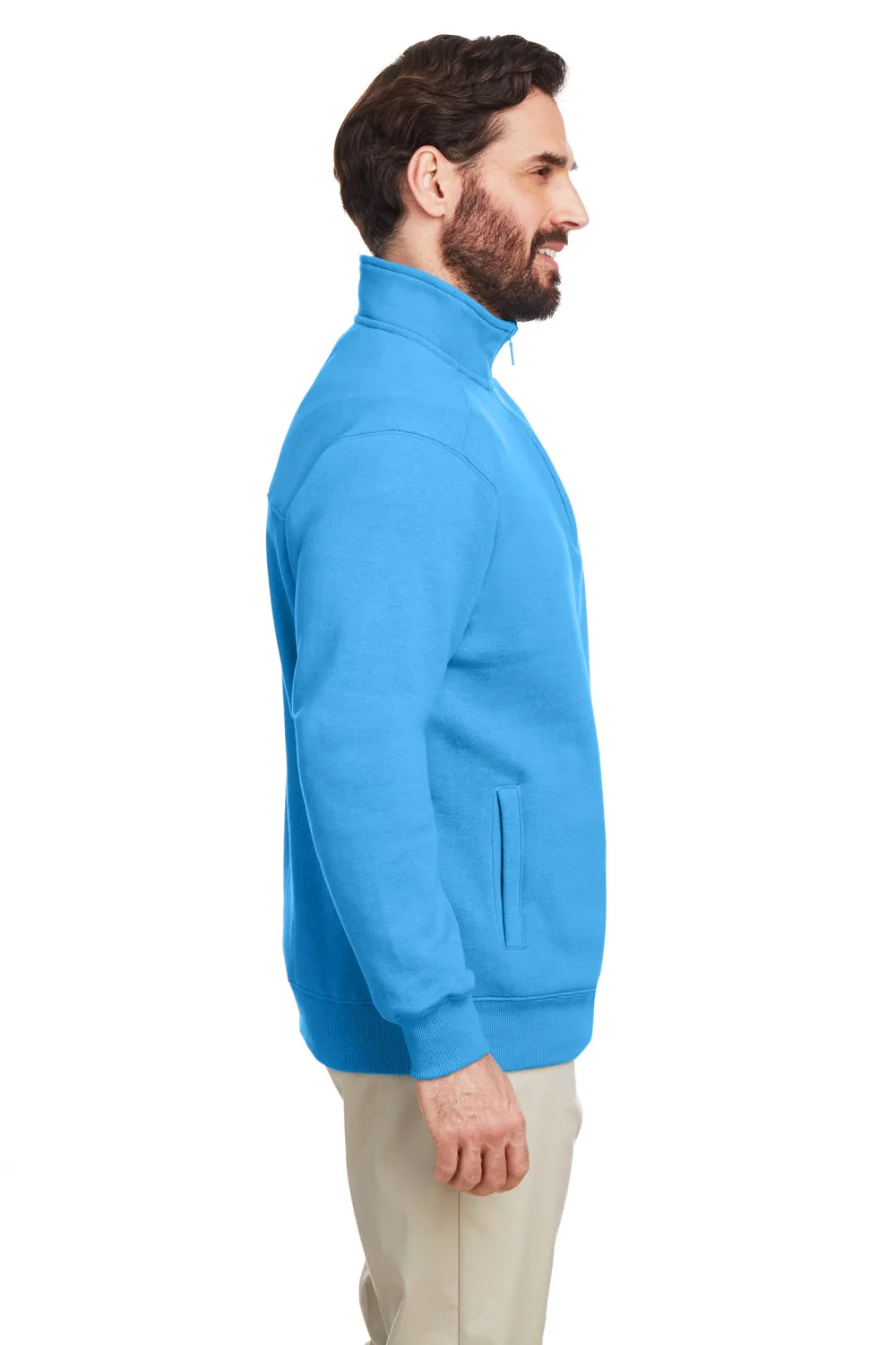 Nautica Mens Anchor 1/4 Zip Sweatshirt w/ Pockets - Azure Blue