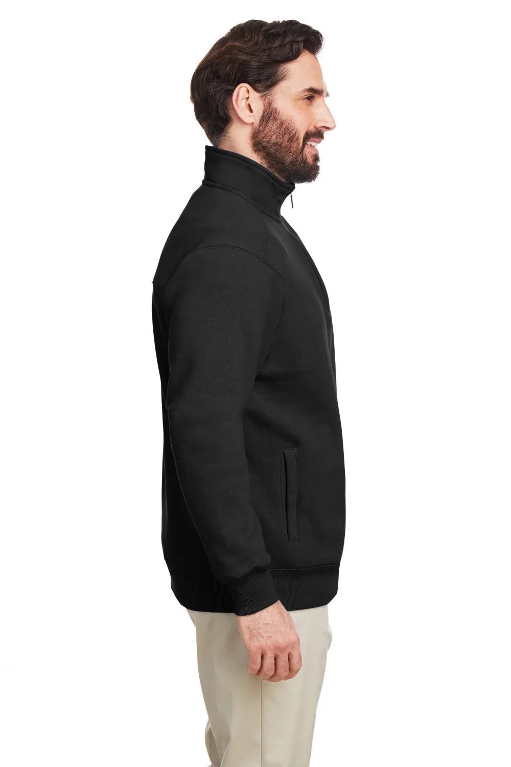 Nautica Mens Anchor 1/4 Zip Sweatshirt w/ Pockets - Black