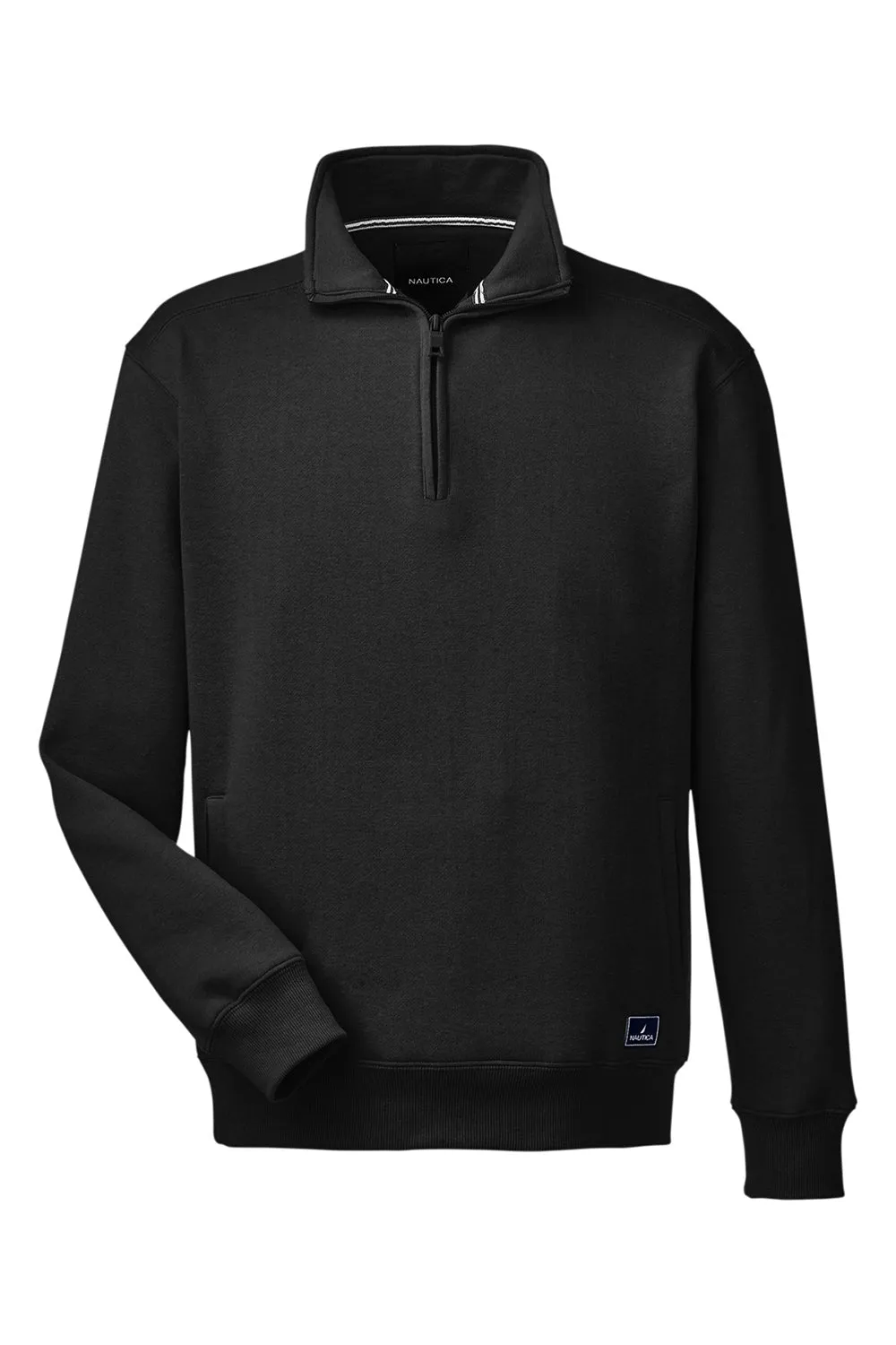 Nautica Mens Anchor 1/4 Zip Sweatshirt w/ Pockets - Black