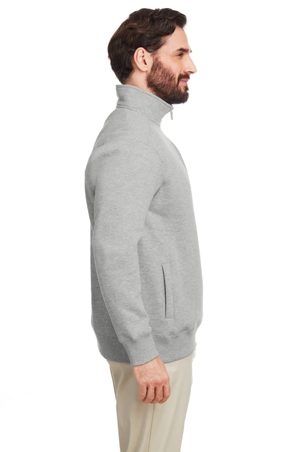 Nautica Mens Anchor 1/4 Zip Sweatshirt w/ Pockets - Oxford Grey