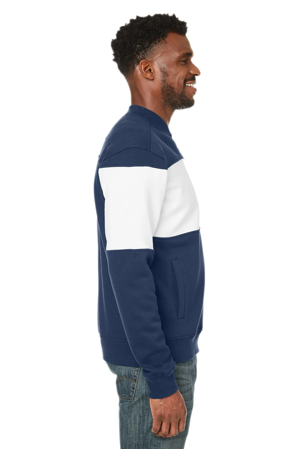 Nautica Mens Anchor Bomber Full Zip Fleece Jacket - Navy Blue/White - Closeout