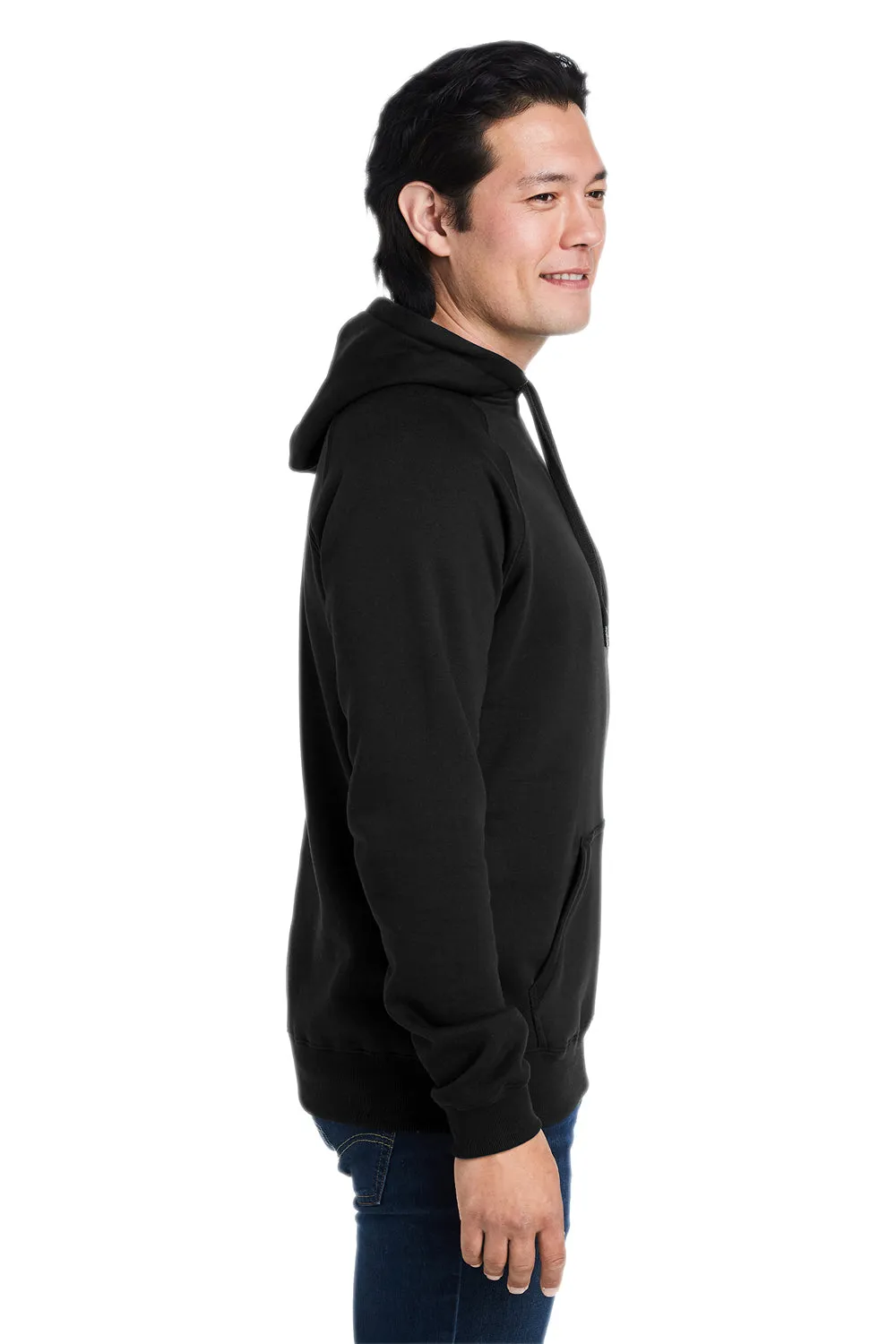Nautica Mens Anchor Fleece Hooded Sweatshirt Hoodie w/ Pouch Pocket - Black
