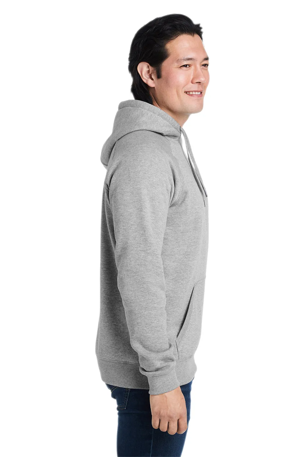 Nautica Mens Anchor Fleece Hooded Sweatshirt Hoodie w/ Pouch Pocket - Heather Oxford Grey