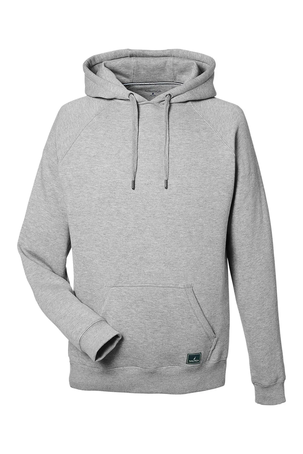 Nautica Mens Anchor Fleece Hooded Sweatshirt Hoodie w/ Pouch Pocket - Heather Oxford Grey