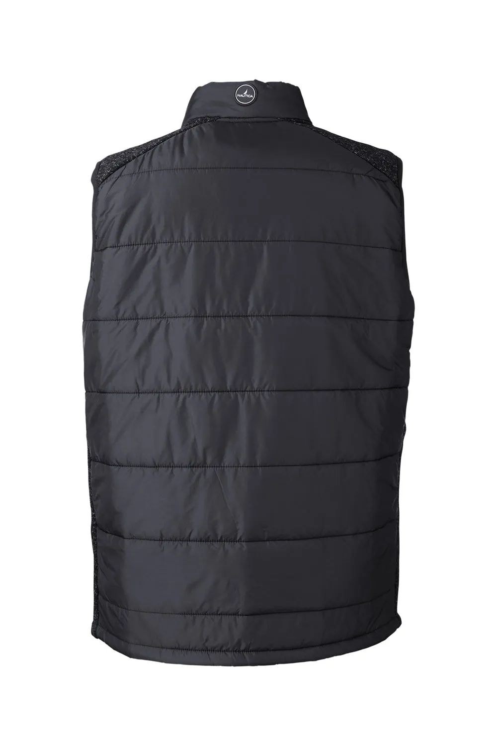 Nautica Mens Harbor Water Resistant Full Zip Puffer Vest - Black/Heather Black