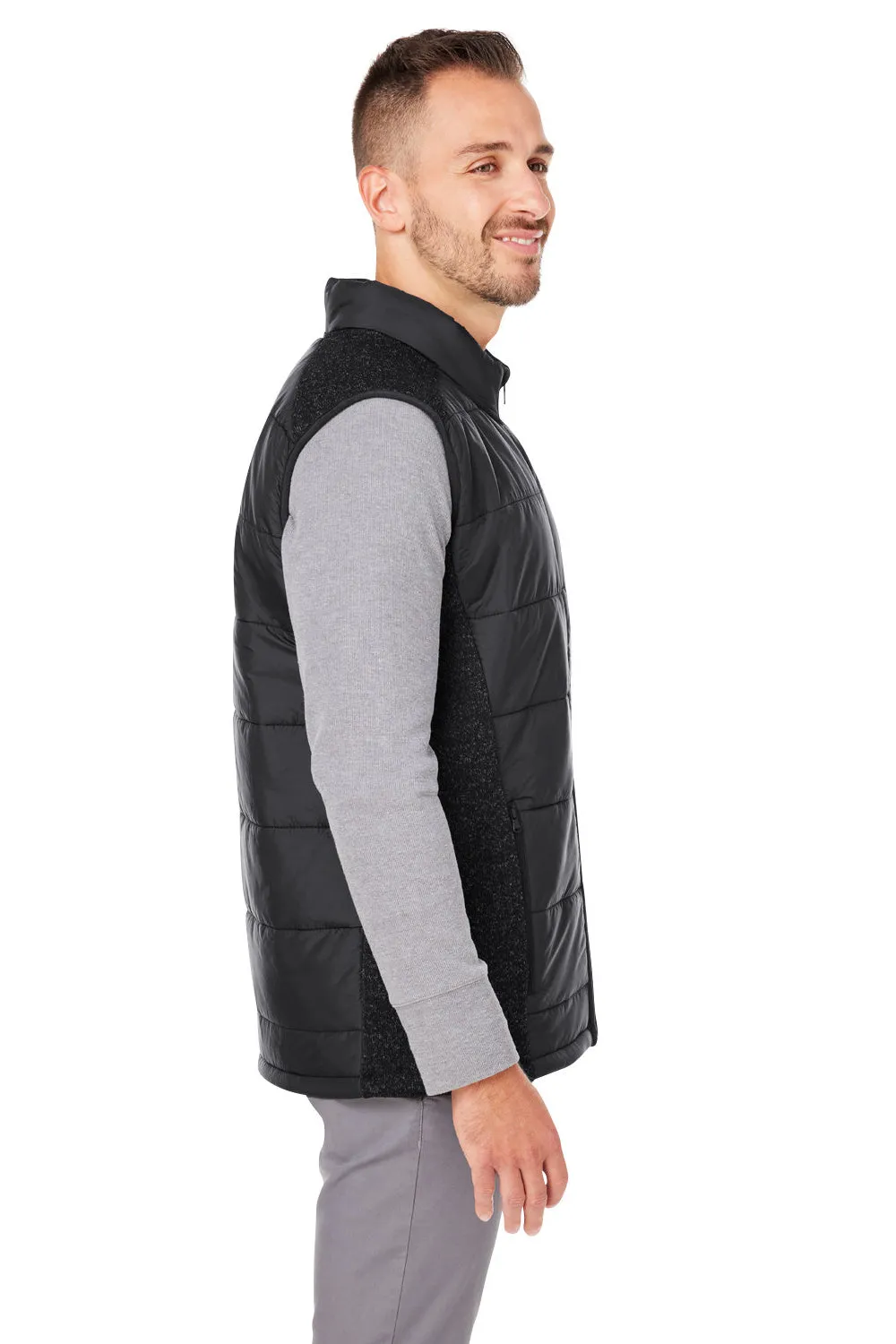 Nautica Mens Harbor Water Resistant Full Zip Puffer Vest - Black/Heather Black