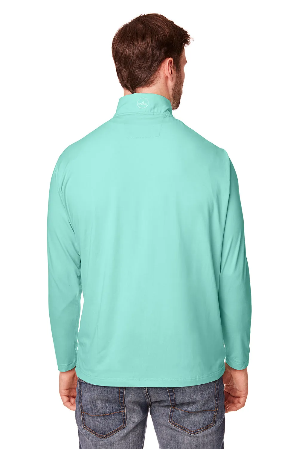 Nautica Mens Saltwater UPF 40  1/4 Zip Sweatshirt - Cool Mint Green