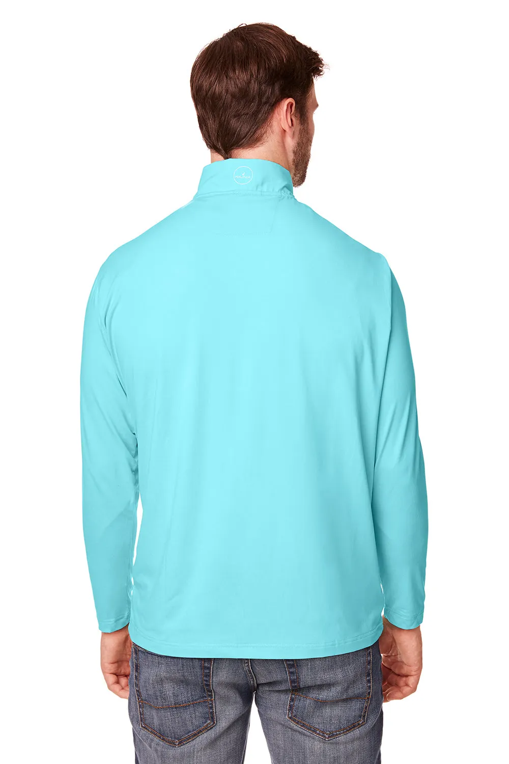 Nautica Mens Saltwater UPF 40  1/4 Zip Sweatshirt - Sea Mist Blue