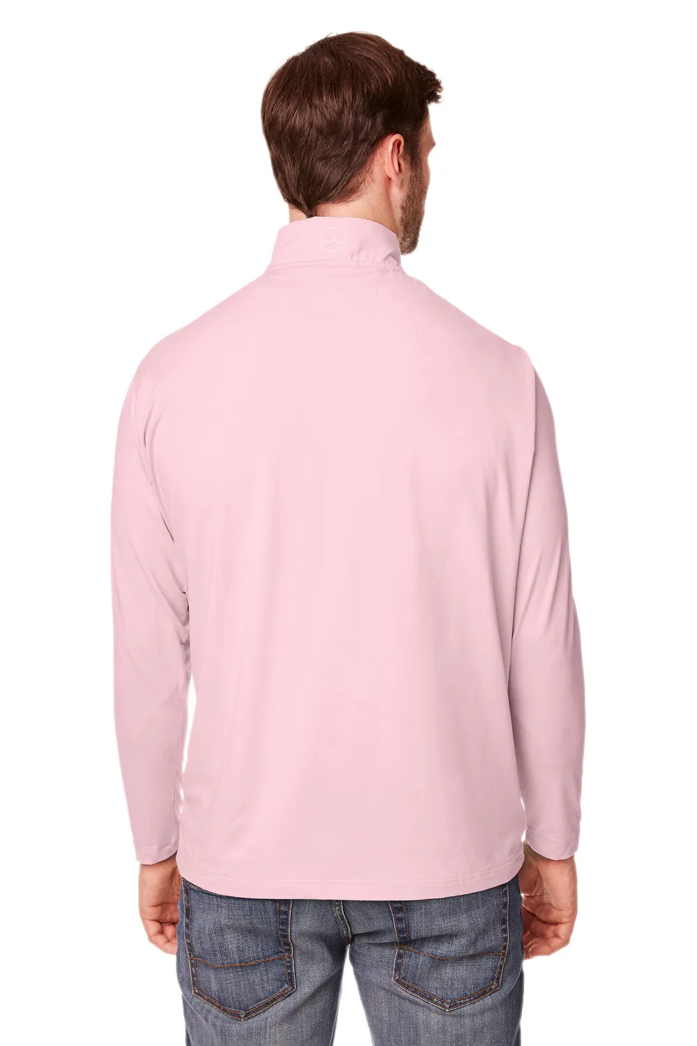 Nautica Mens Saltwater UPF 40  1/4 Zip Sweatshirt - Sunset Pink